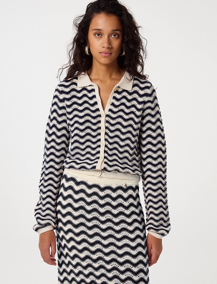 Fabienne Chapot - Caro Crochet Cardigan Long Sleeve - after midnight blue - 0