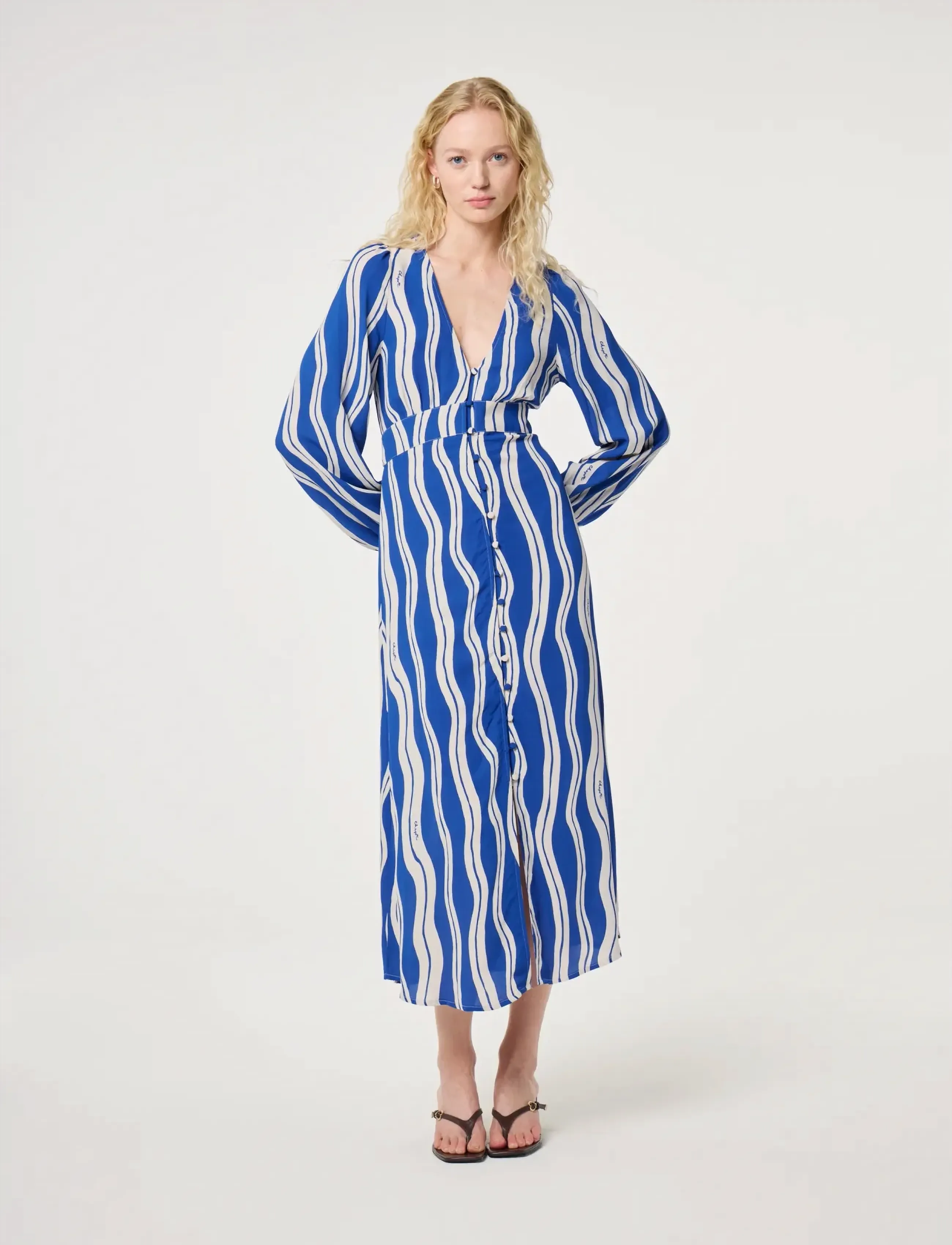 Fabienne Chapot Ana Dress - Kollektsioonid - COSY WHITE/COBALT / blue