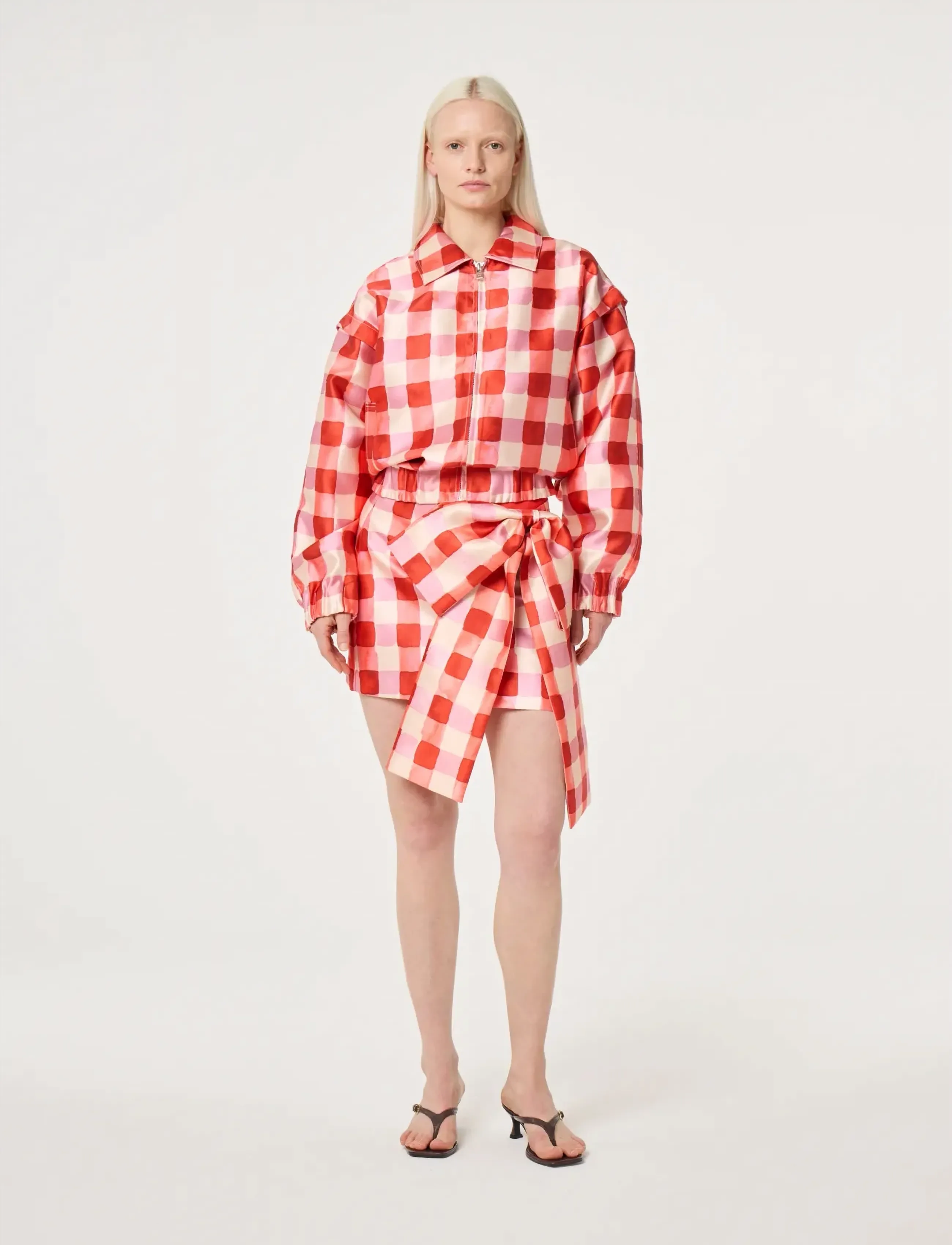 Fabienne Chapot Jay Jacket, Kvinder, Gingham Bomberjakke, Rød, Str: 36