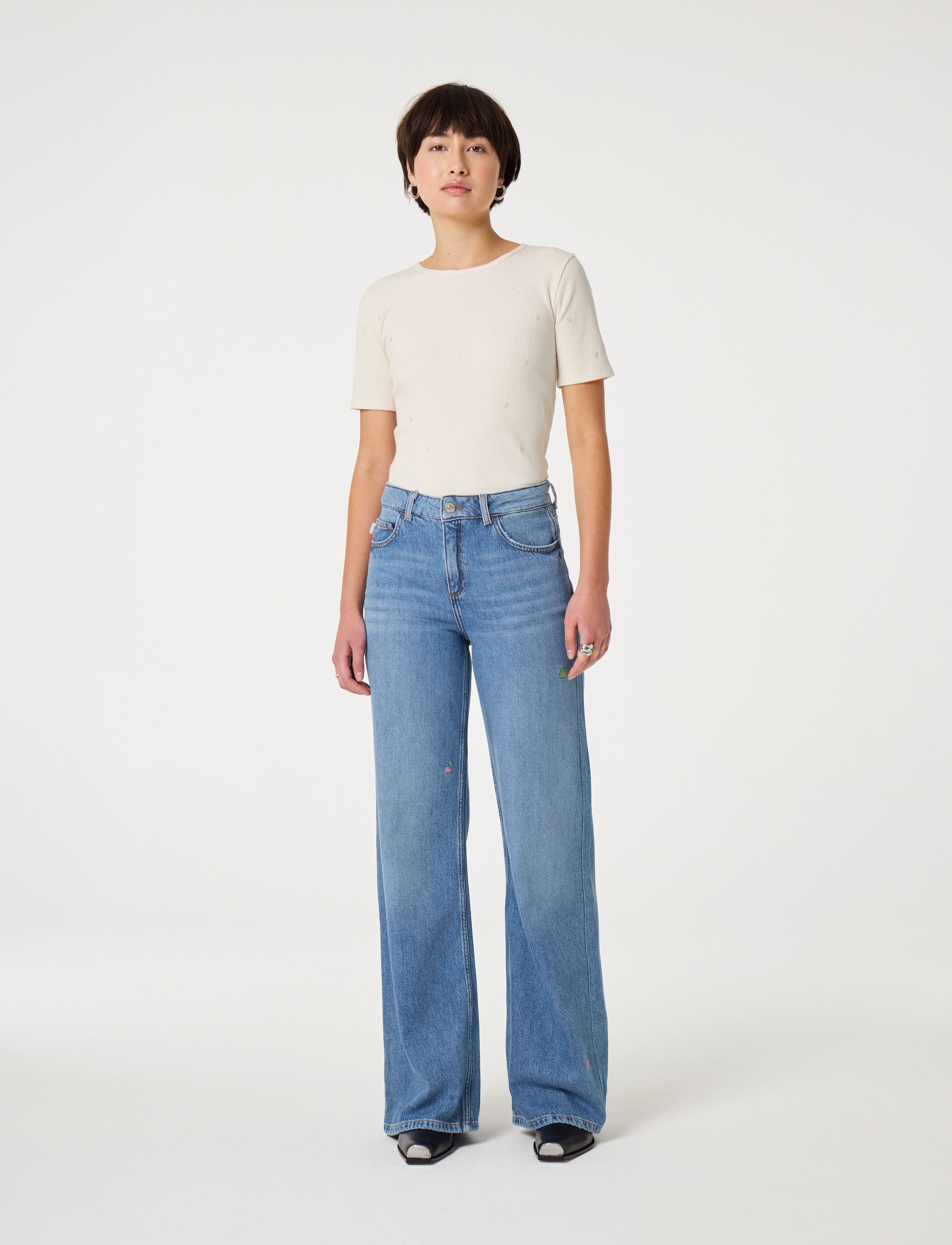 Fabienne Chapot Thea Wide Leg Jeans - Transitional Layering - MID BLUE / blue