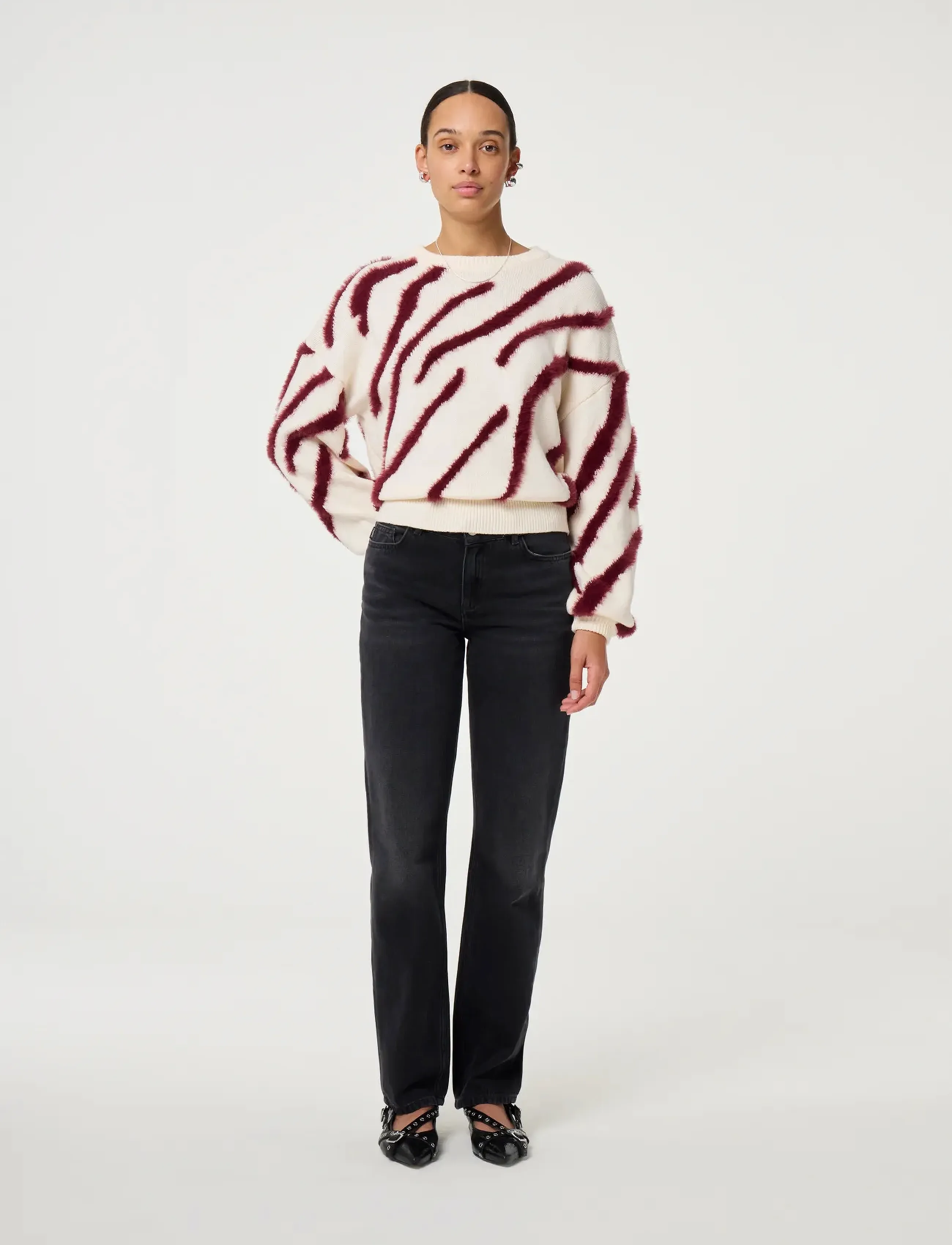 Fabienne Chapot Zebra Pullover, XL, Cream, Strik > Trøjer, Dame