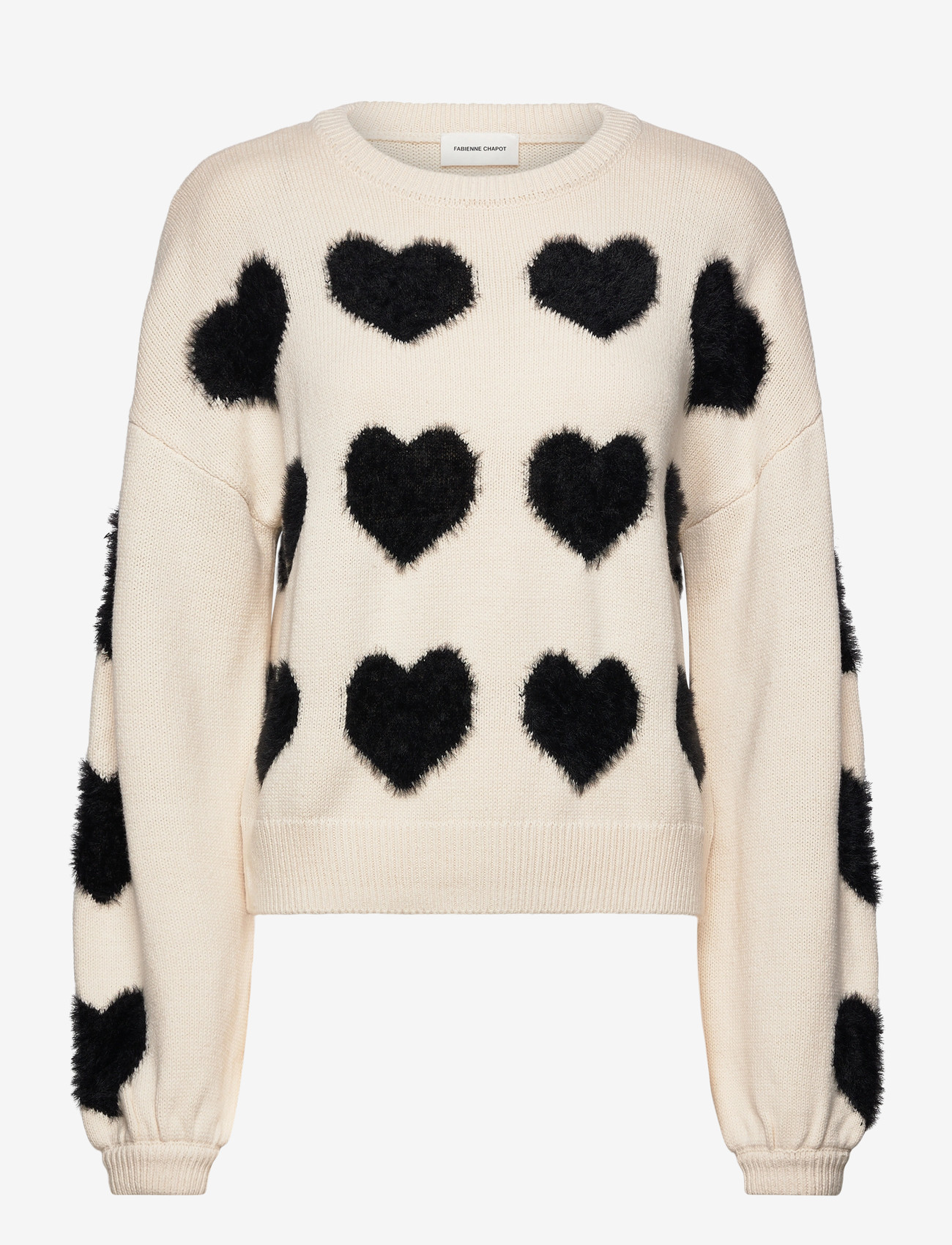 Fabienne Chapot - Heart Pullover - efterårstøj - cosy white/black ink - 0