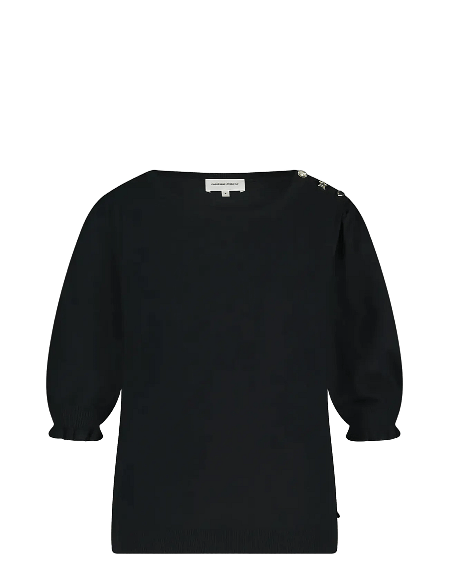 Fabienne Chapot - Molly Short Sleeve Pullover - jumpers - black - 0