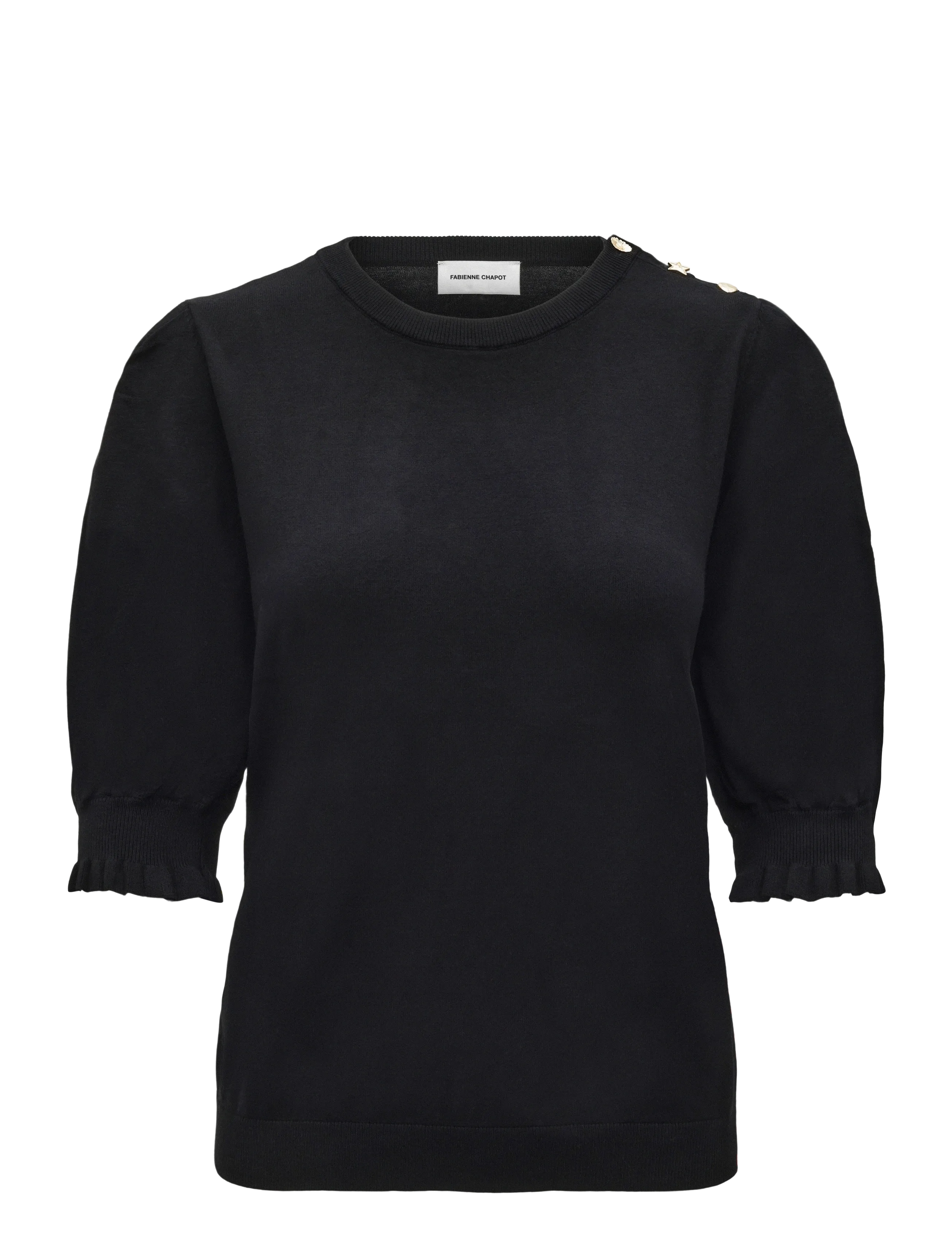 Fabienne Chapot Molly Short Sleeve Pullover - Strik - BLACK / black