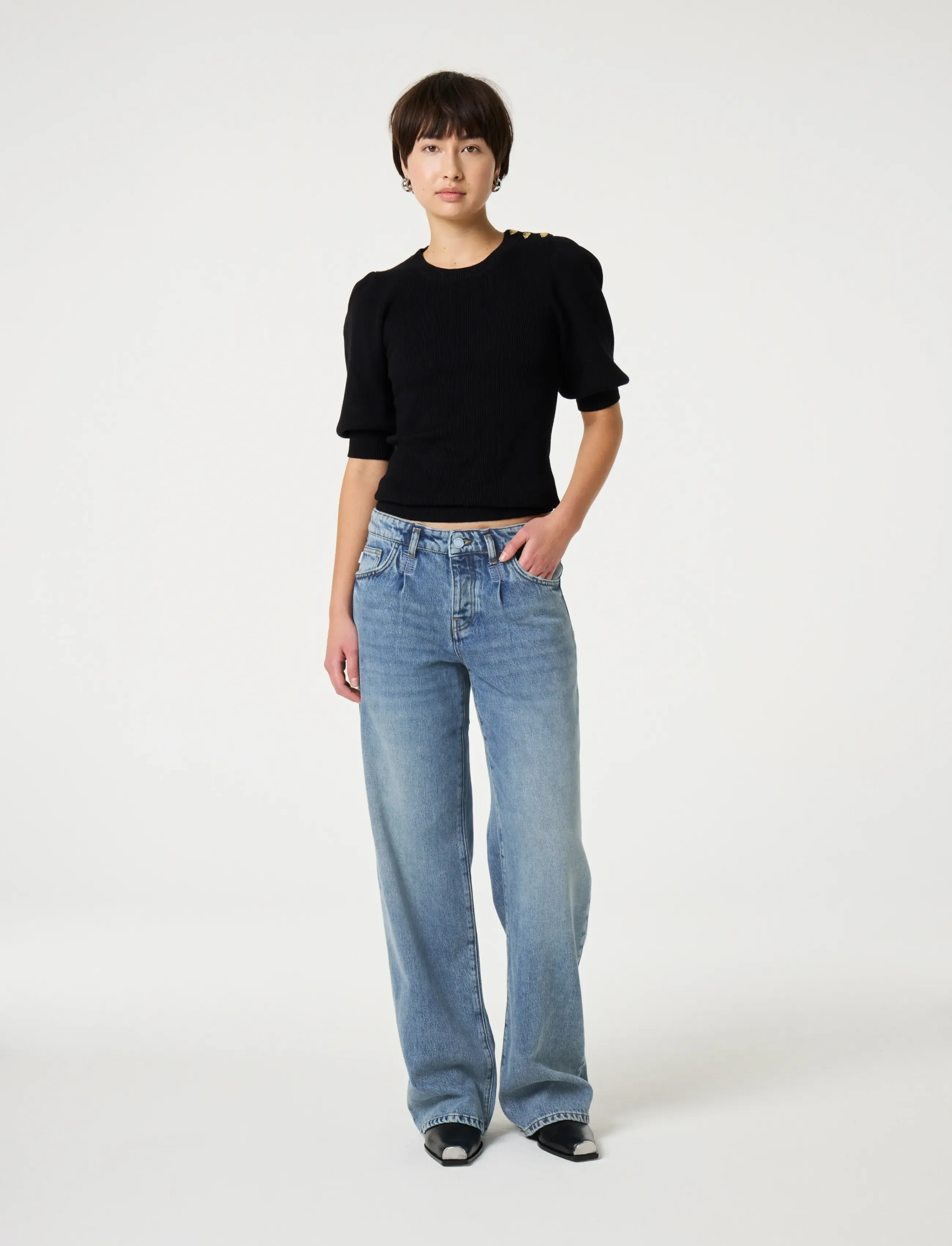 Fabienne Chapot - Molly Short Sleeve Pullover - jumpers - black - 2