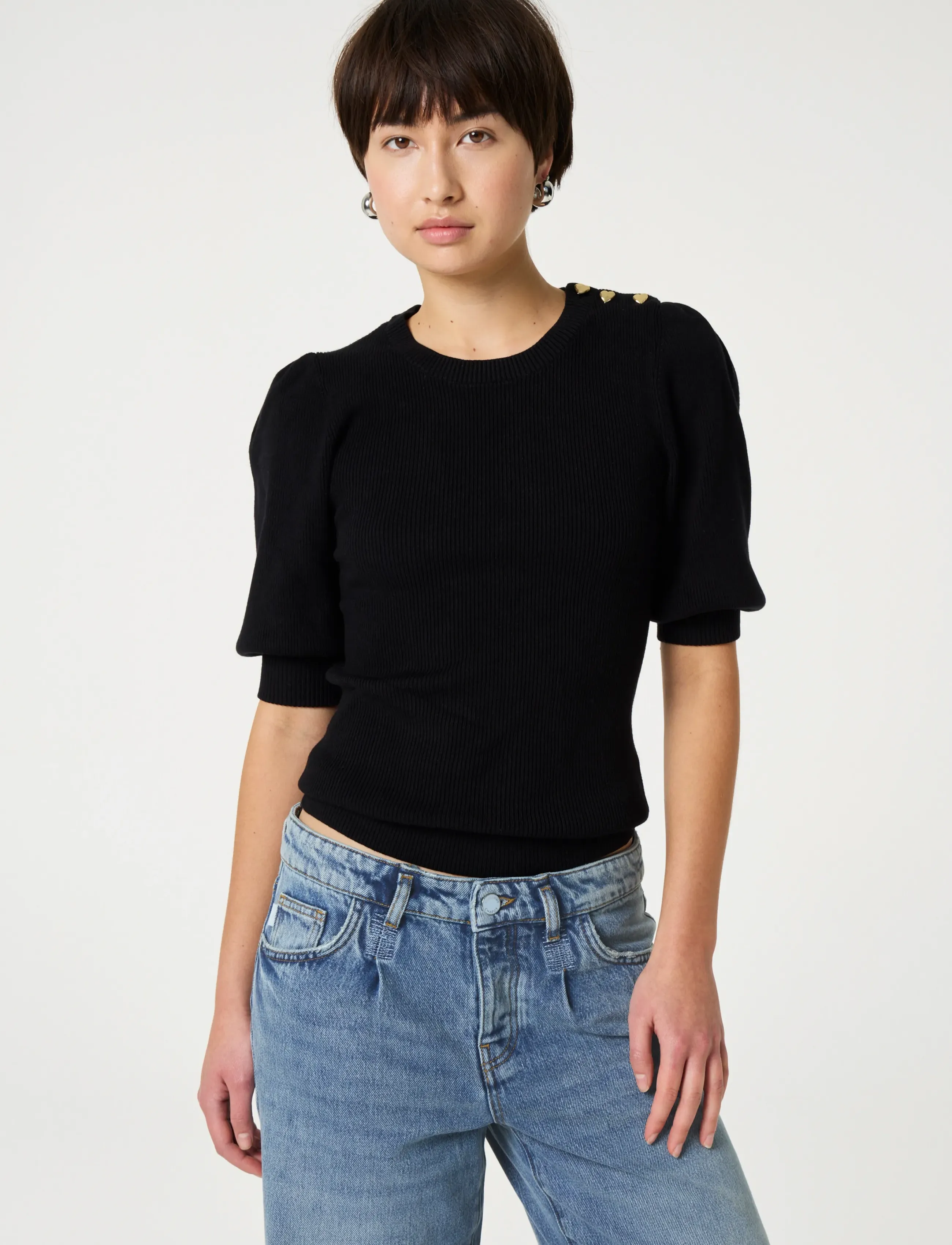 Fabienne Chapot - Molly Short Sleeve Pullover - jumpers - black - 3