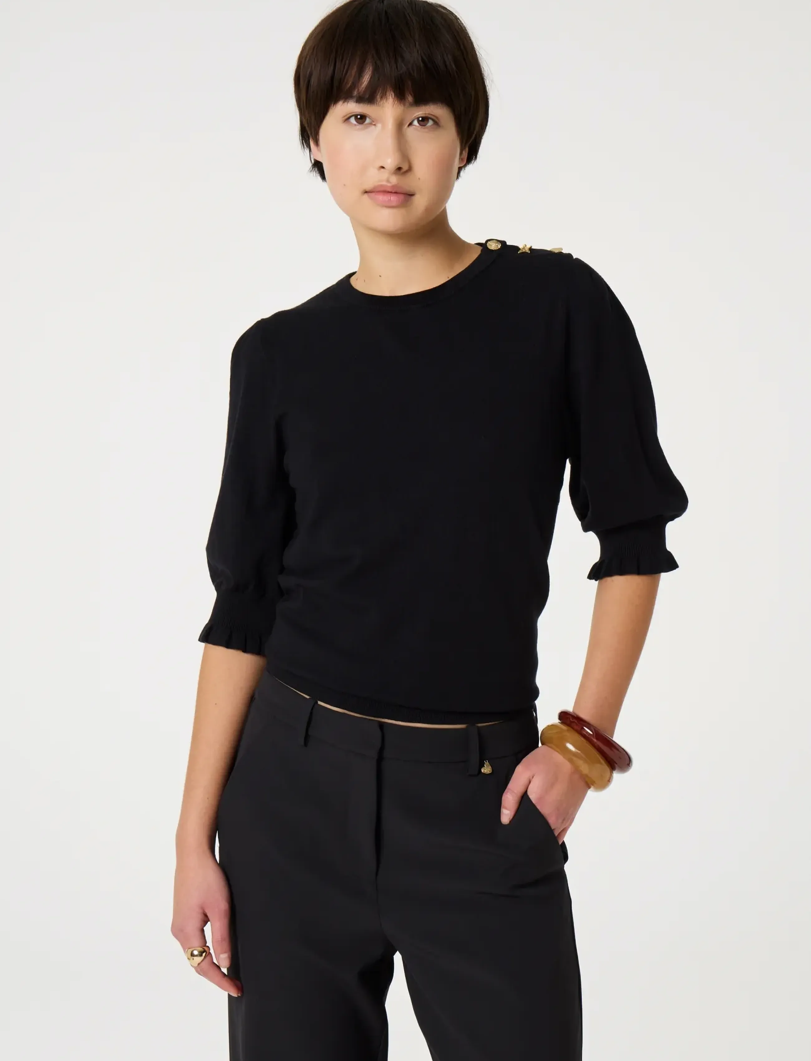 Fabienne Chapot - Molly Short Sleeve Pullover - kampsunid - black - 4