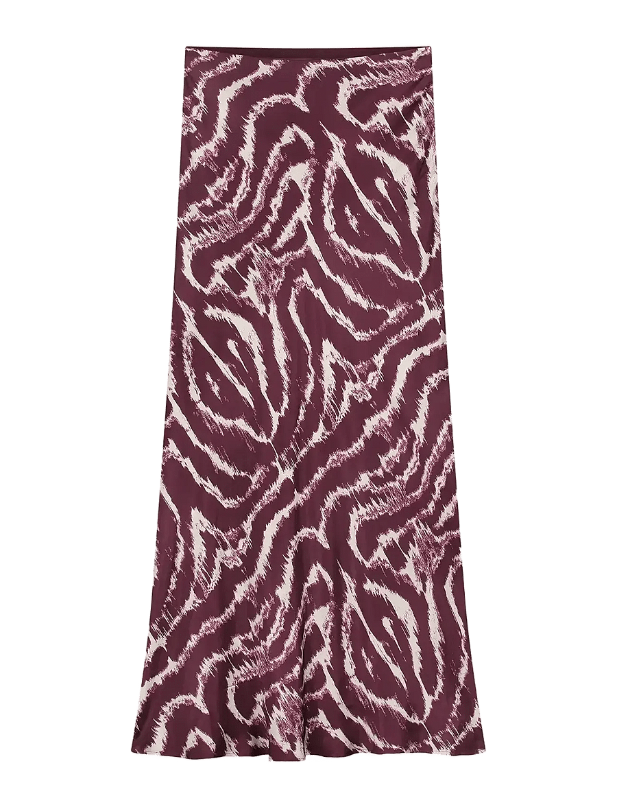 Fabienne Chapot - Laurent Skirt - satiinist seelikud - deep burgundy/creme - 1