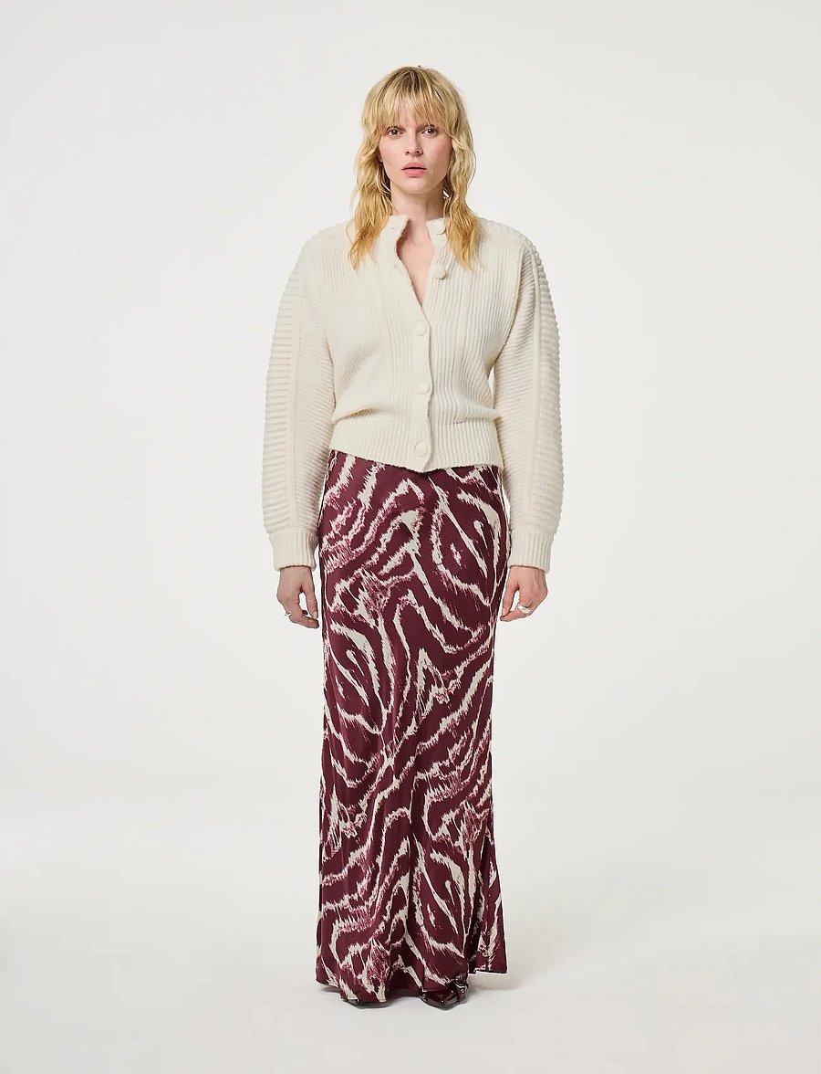 Fabienne Chapot - Laurent Skirt - satiinist seelikud - deep burgundy/creme - 0