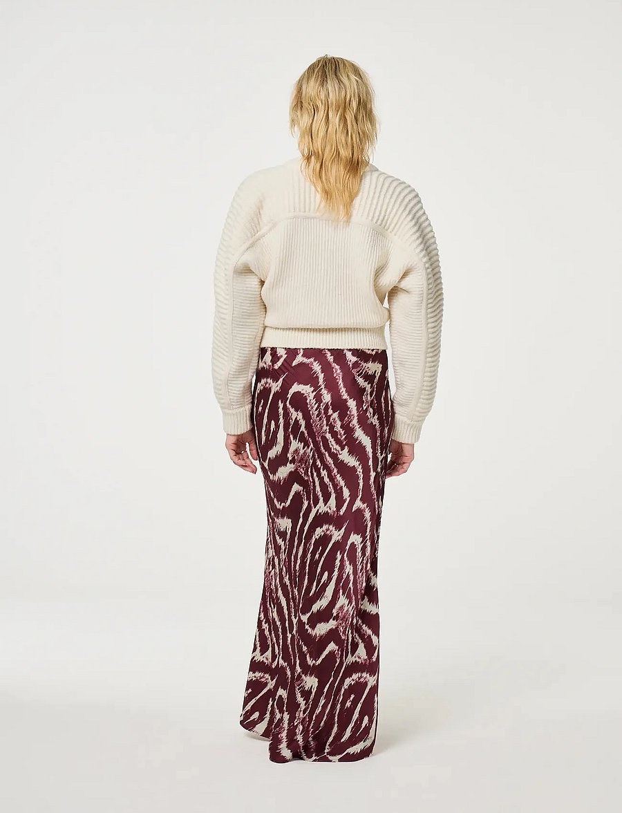 Fabienne Chapot - Laurent Skirt - satiinist seelikud - deep burgundy/creme - 2
