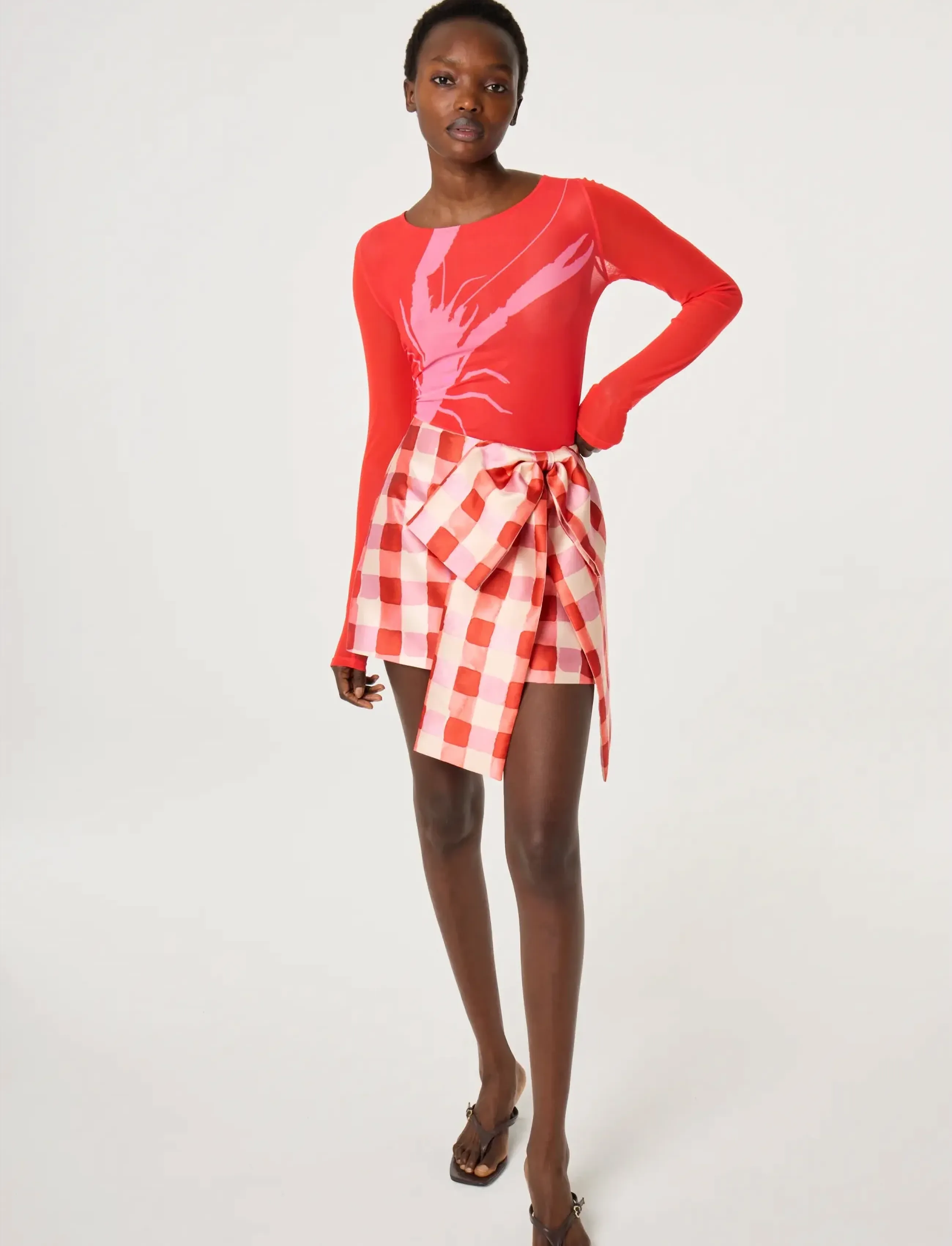 Fabienne Chapot Beau Skirt - Short skirts - TANGERINE TANGO/COSY WHITE / red