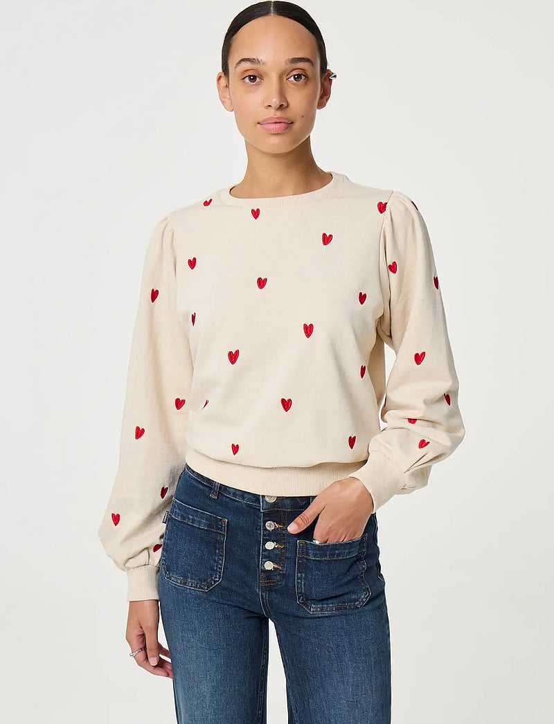 Fabienne Chapot - Dina Sweater - everyday style - oatmeal/disco red - 0