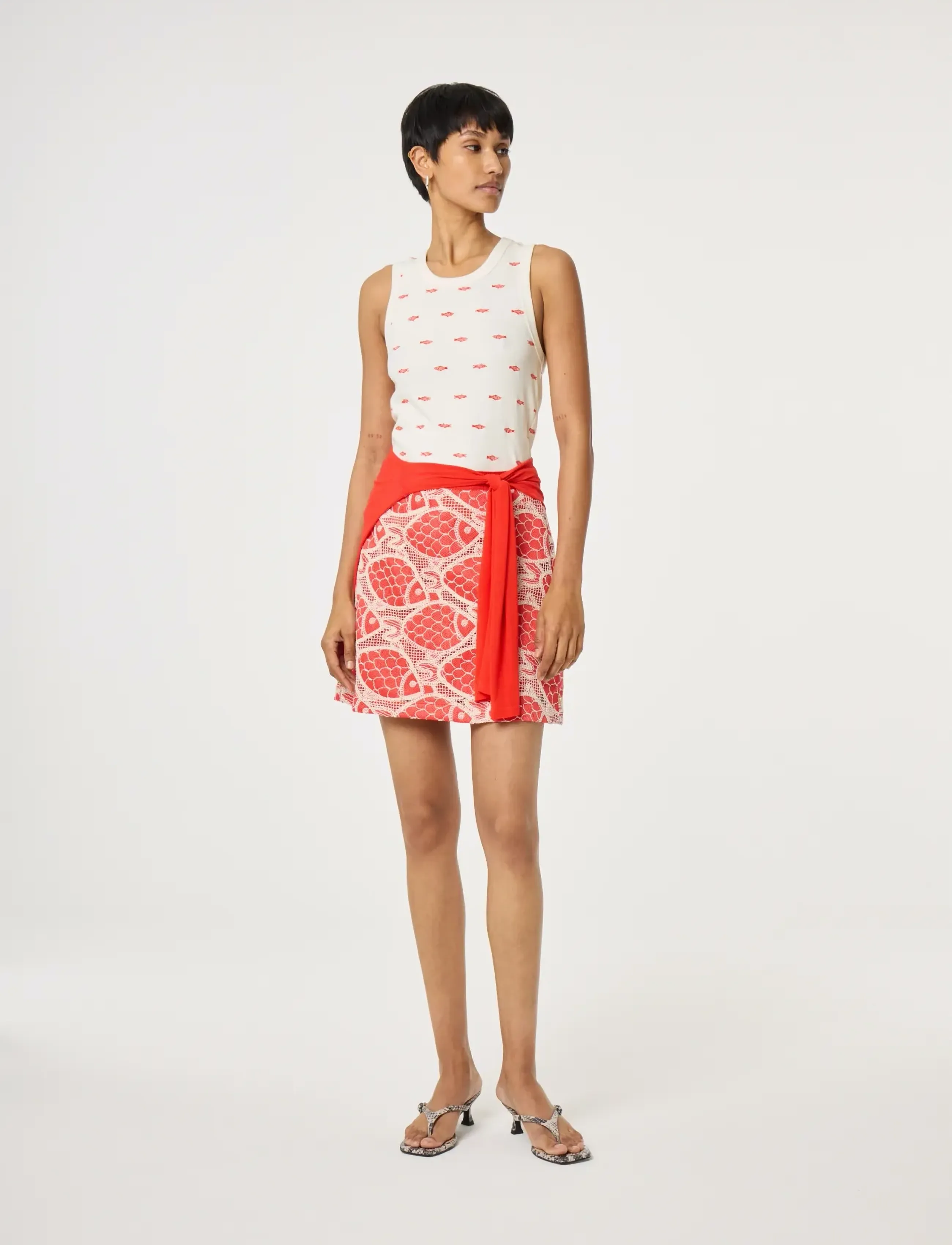 Fabienne Chapot Tanja Jersey Tank - T-shirts & Toppe - COSY WHITE/TANGERINE TANGO / cream