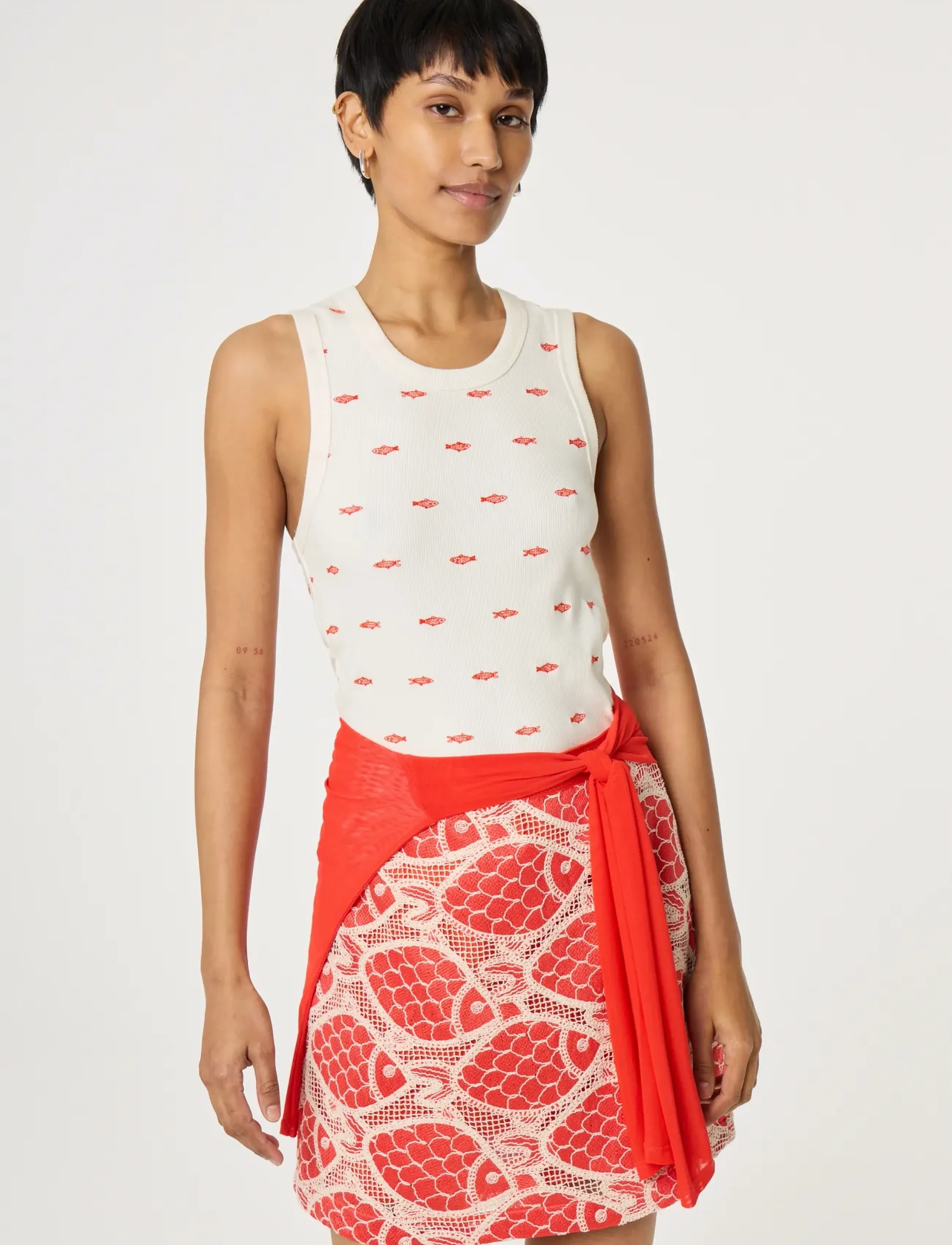 Fabienne Chapot - Tanja Jersey Tank - Ärmellose tops - cosy white/tangerine tango - 2