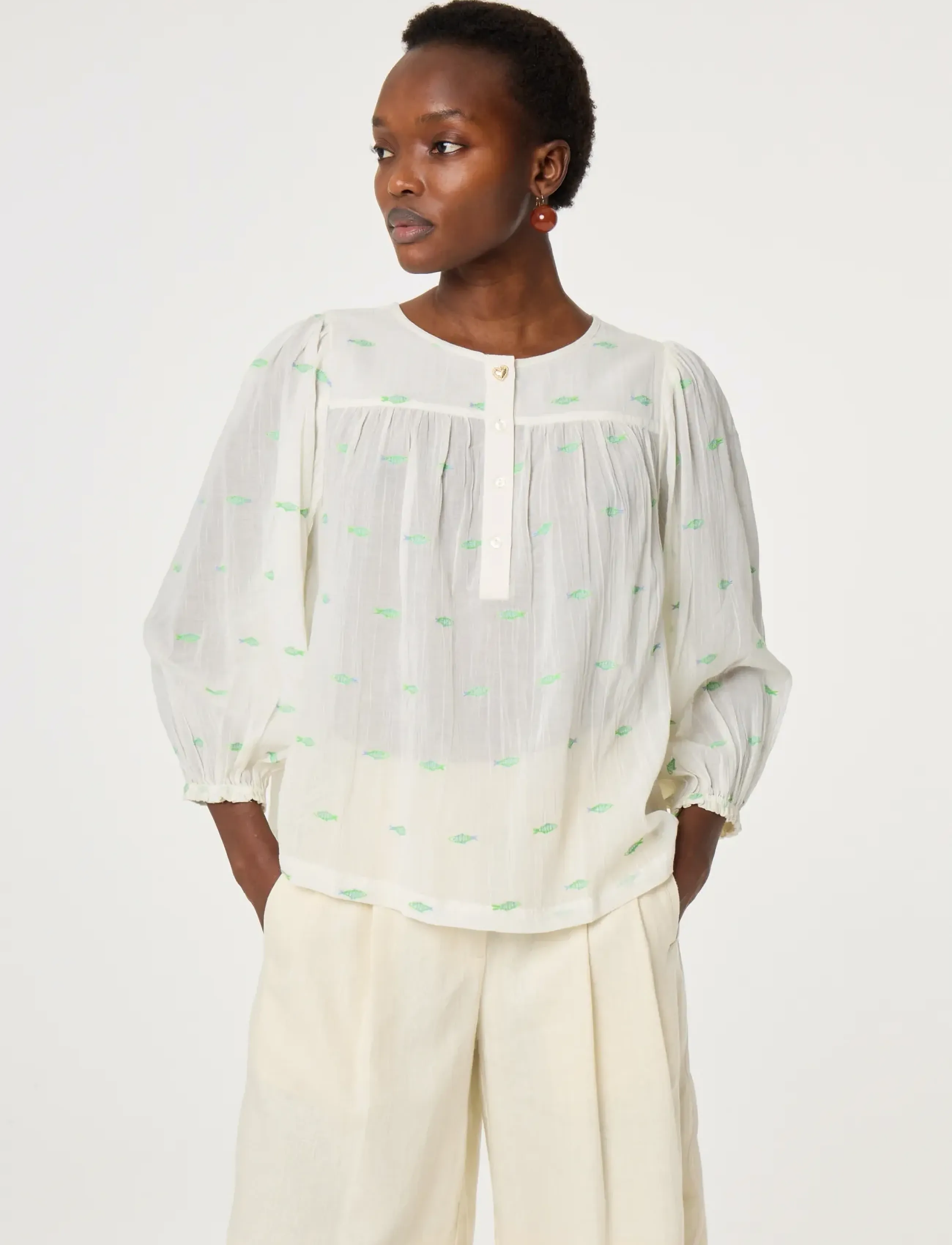 Fabienne Chapot Bindi Top, 40, Cream, Bluser > Langærmede, Dame