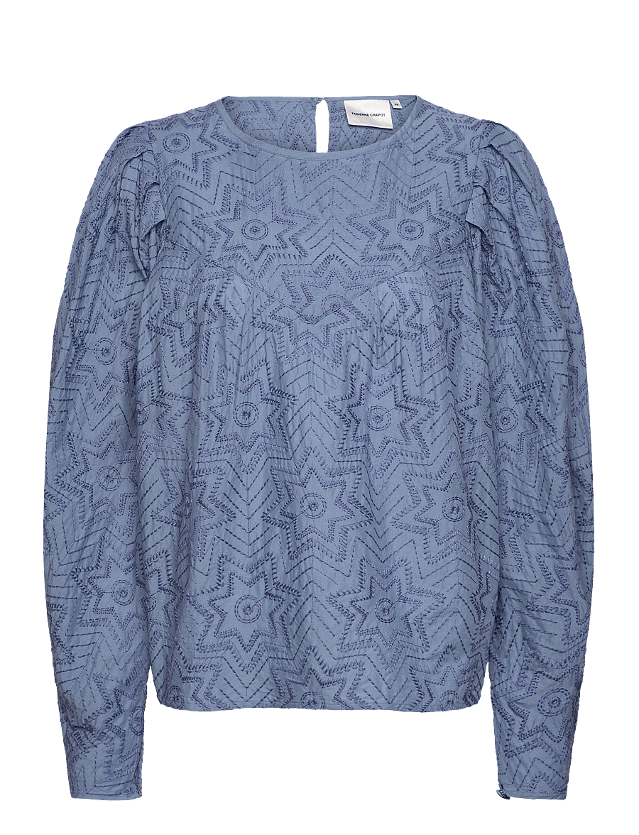 Fabienne Chapot - Mya Top Allover Embro - langærmede bluser - kahlo blue - 1