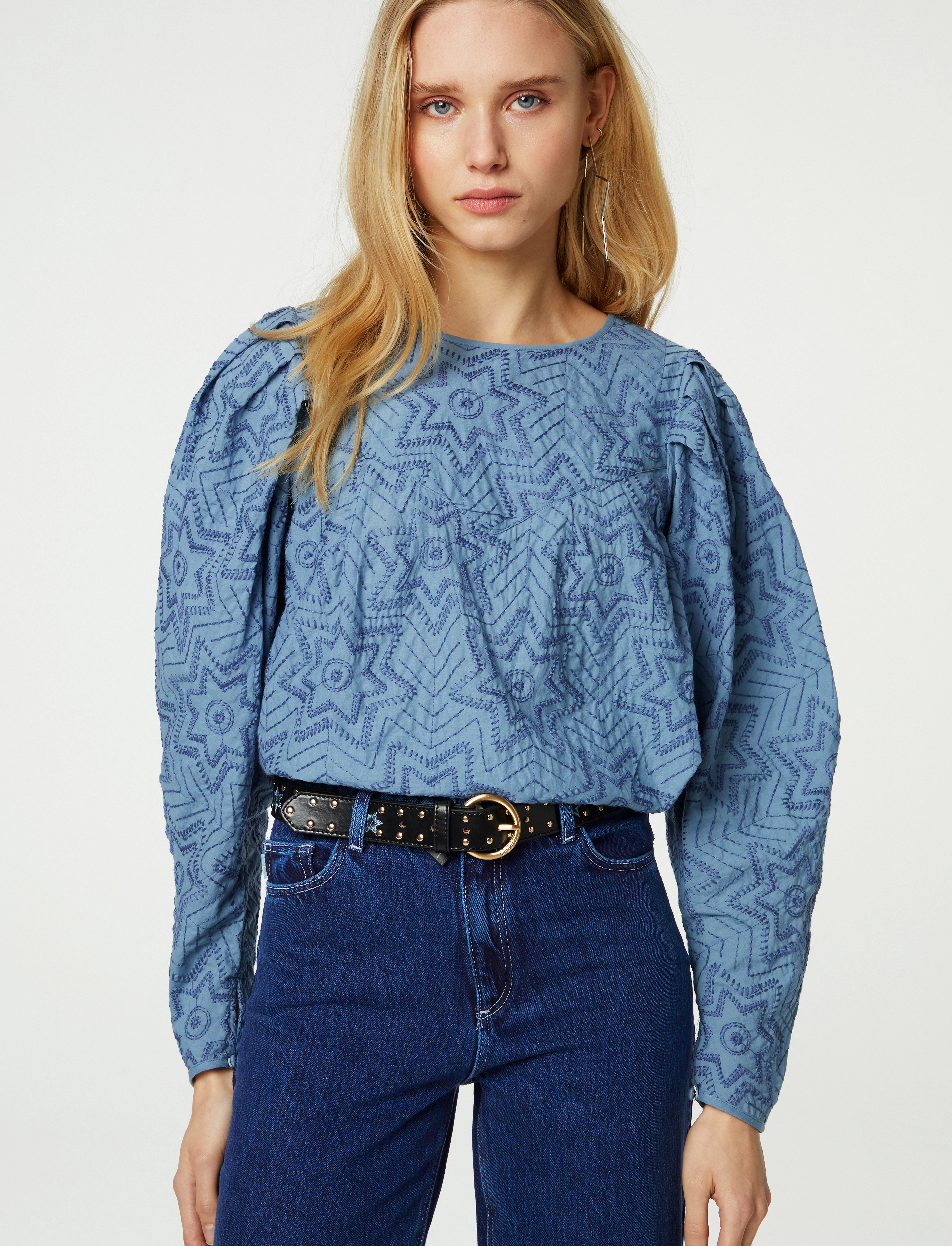 Fabienne Chapot - Mya Top Allover Embro - langærmede bluser - kahlo blue - 3