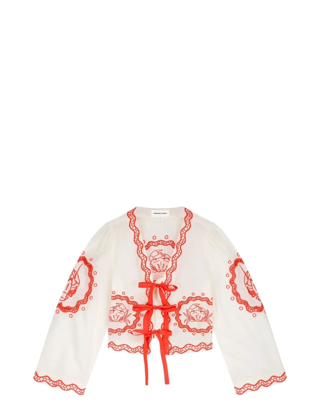 Fabienne Chapot Serviette Blouse - Bluser - COSY WHITE/TANGERINE TANGO / white