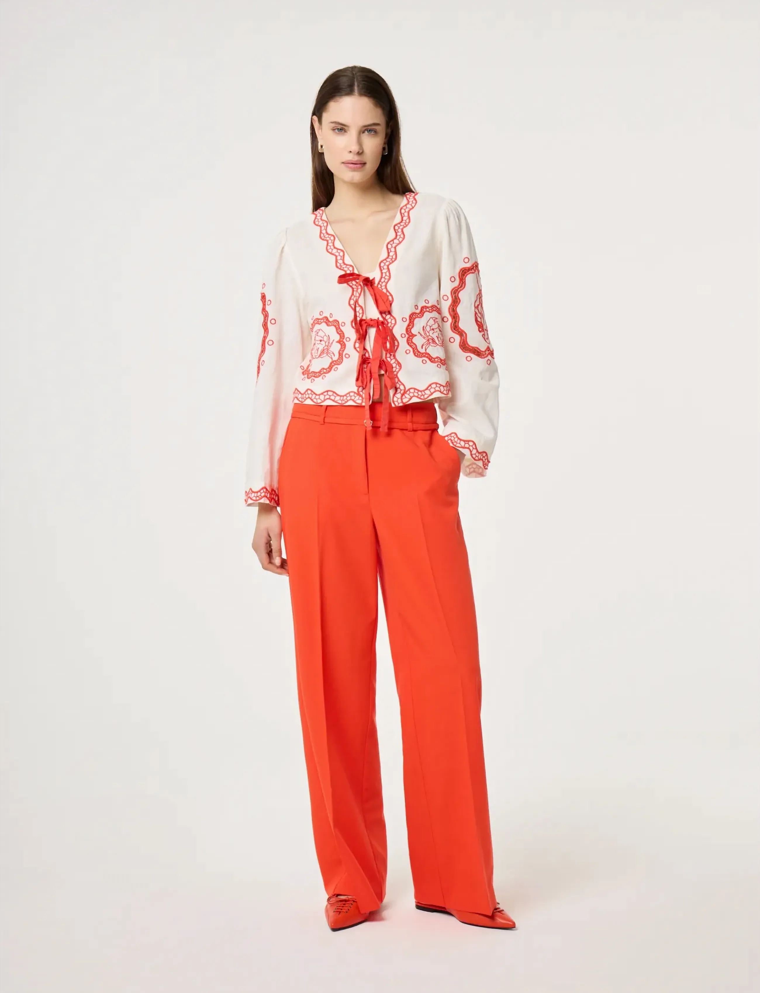 Fabienne Chapot Serviette Blouse - Bluser - COSY WHITE/TANGERINE TANGO / white