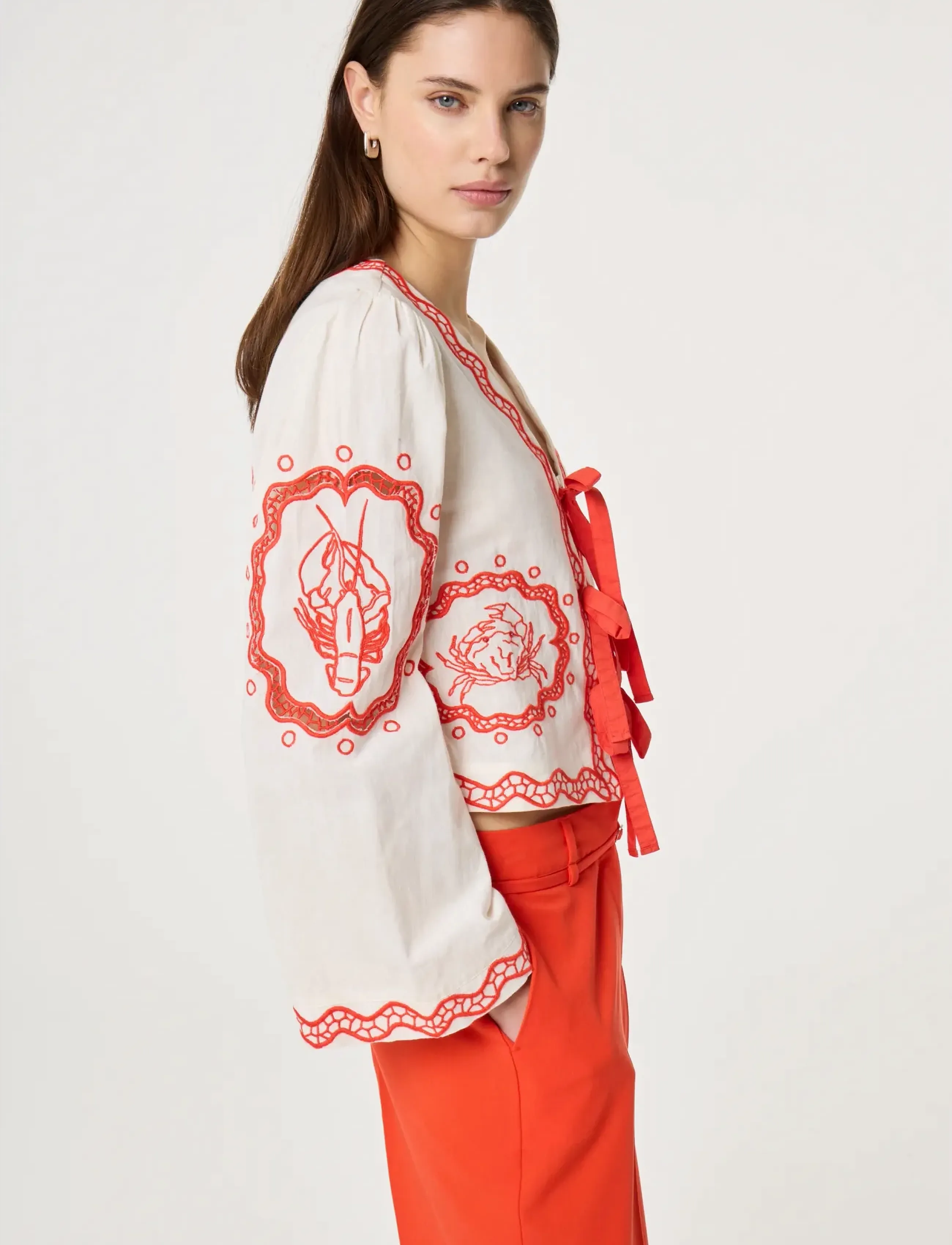 Fabienne Chapot - Serviette Blouse - pikkade varrukatega pluusid - cosy white/tangerine tango - 4