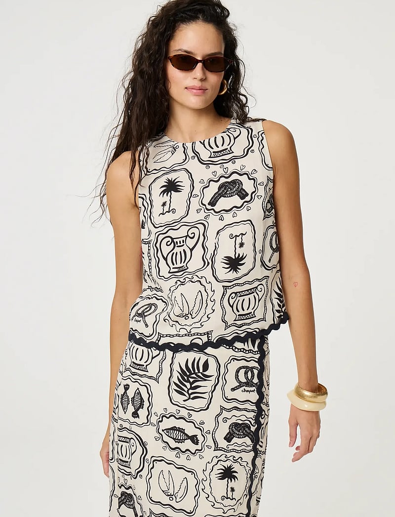 Fabienne Chapot - Porto Top - Ärmlösa blusar - cosy white/black - 2