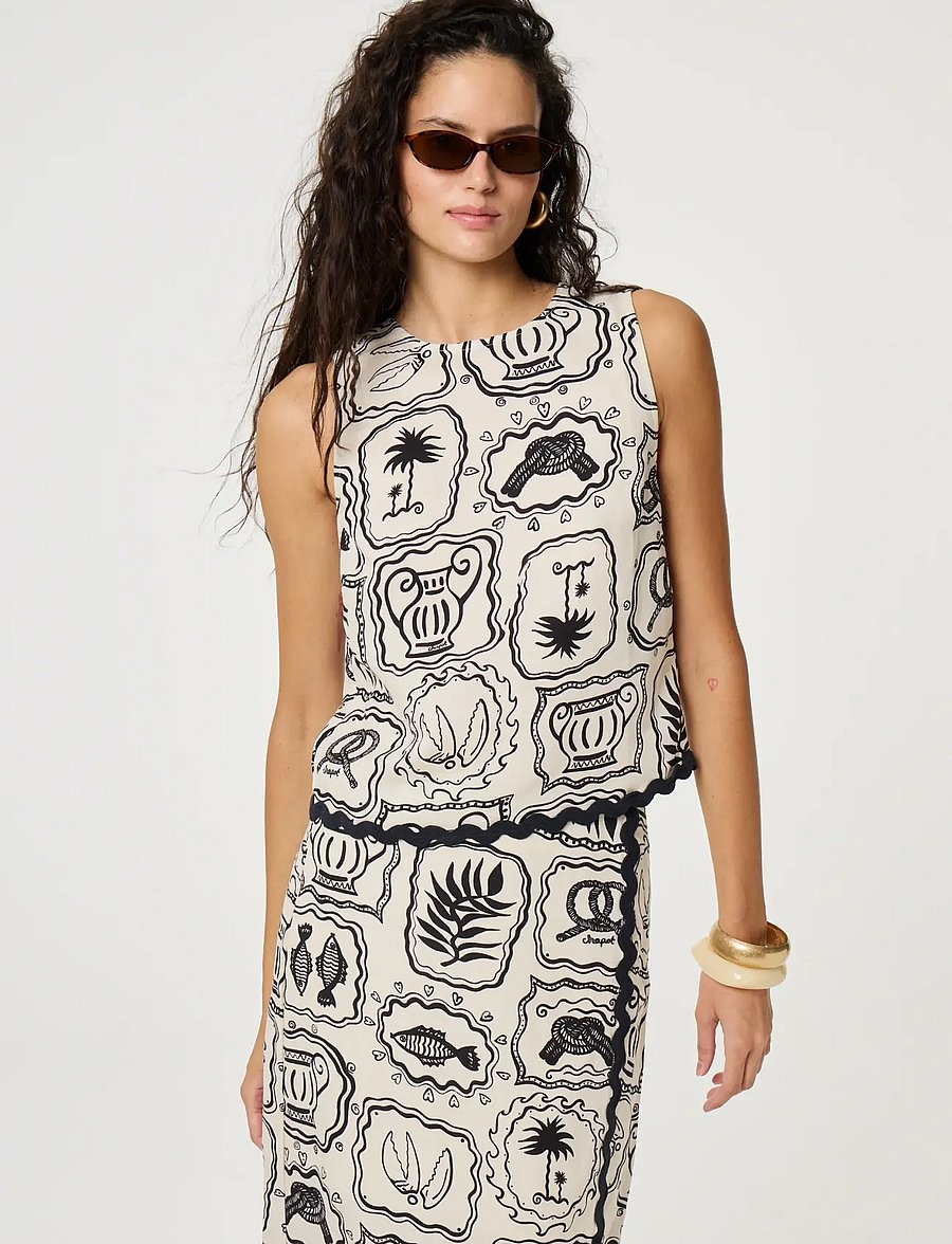 Fabienne Chapot - Porto Top - sleeveless blouses - cosy white/black - 2