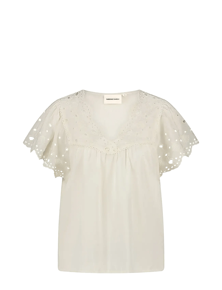 Fabienne Chapot - Kristin Top - lühikeste varrukatega pluusid - cosy white - 1