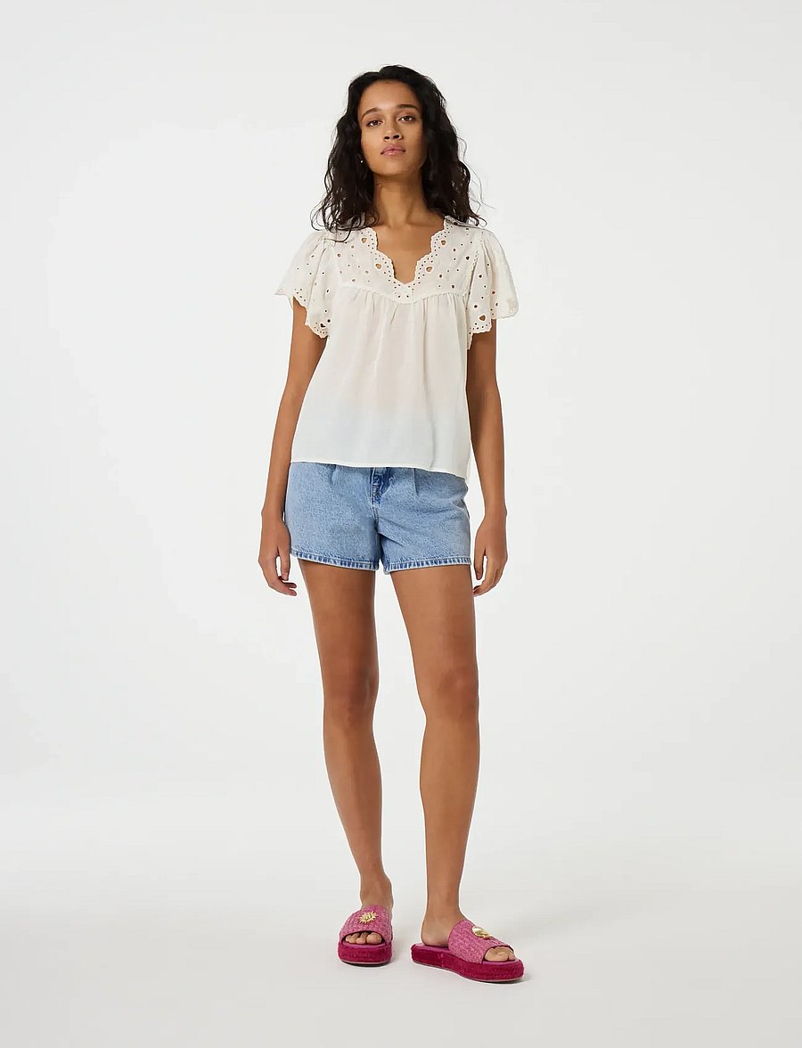 Fabienne Chapot - Kristin Top - lühikeste varrukatega pluusid - cosy white - 0