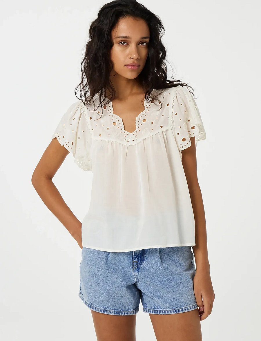 Fabienne Chapot - Kristin Top - lühikeste varrukatega pluusid - cosy white - 2