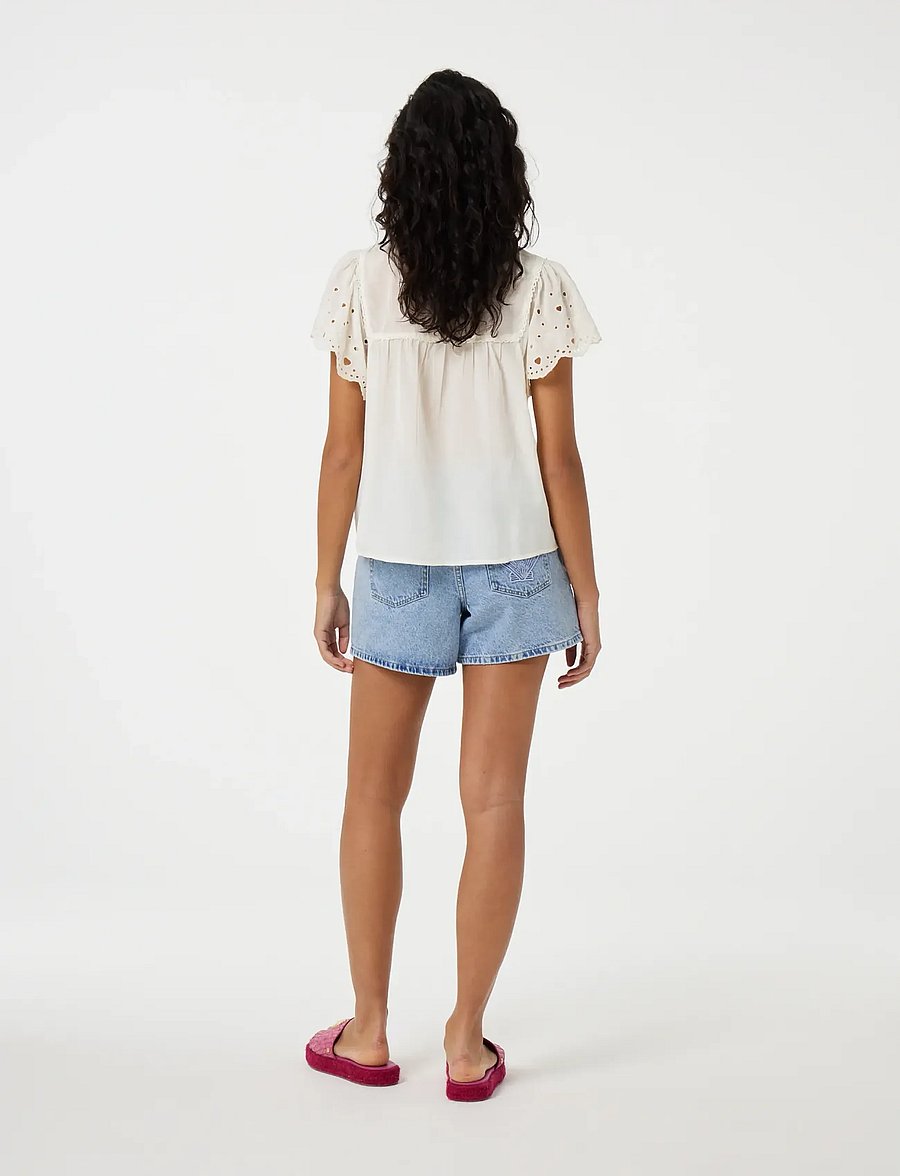 Fabienne Chapot - Kristin Top - lühikeste varrukatega pluusid - cosy white - 3