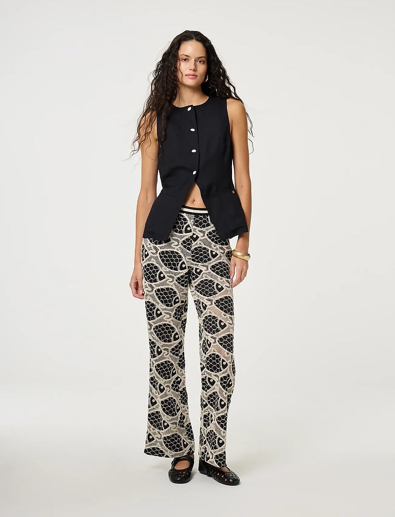 Fabienne Chapot - Mora Trousers - bukser med lige ben - black/cosy white - 0