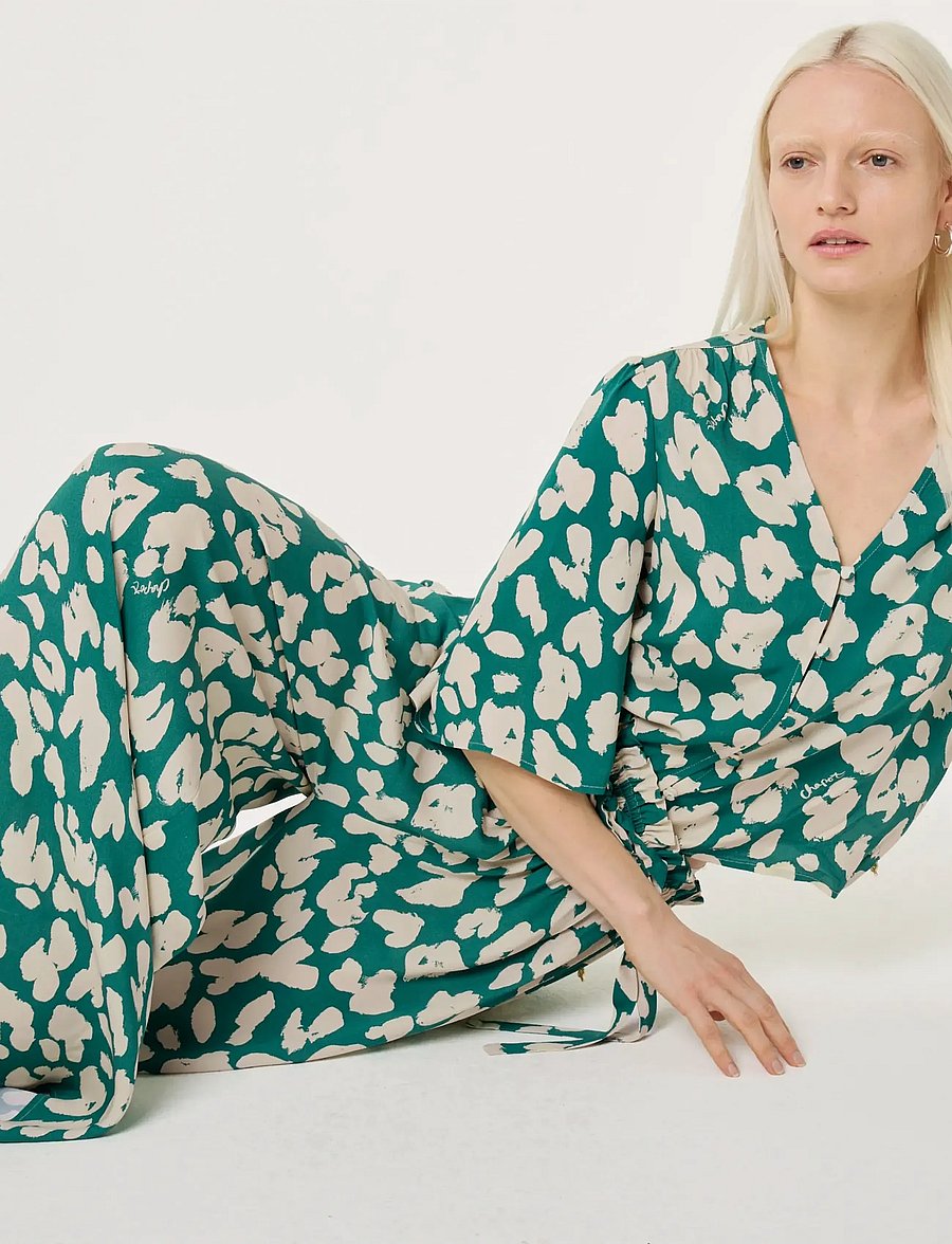 Fabienne Chapot - Palapa Trousers - bukser med brede ben - evergreen/cosy white - 4