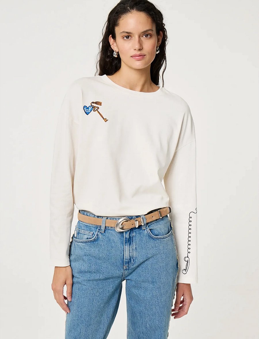 Fabienne Chapot - Phileine LS T-shirt - long-sleeved tops - cosy white - 2