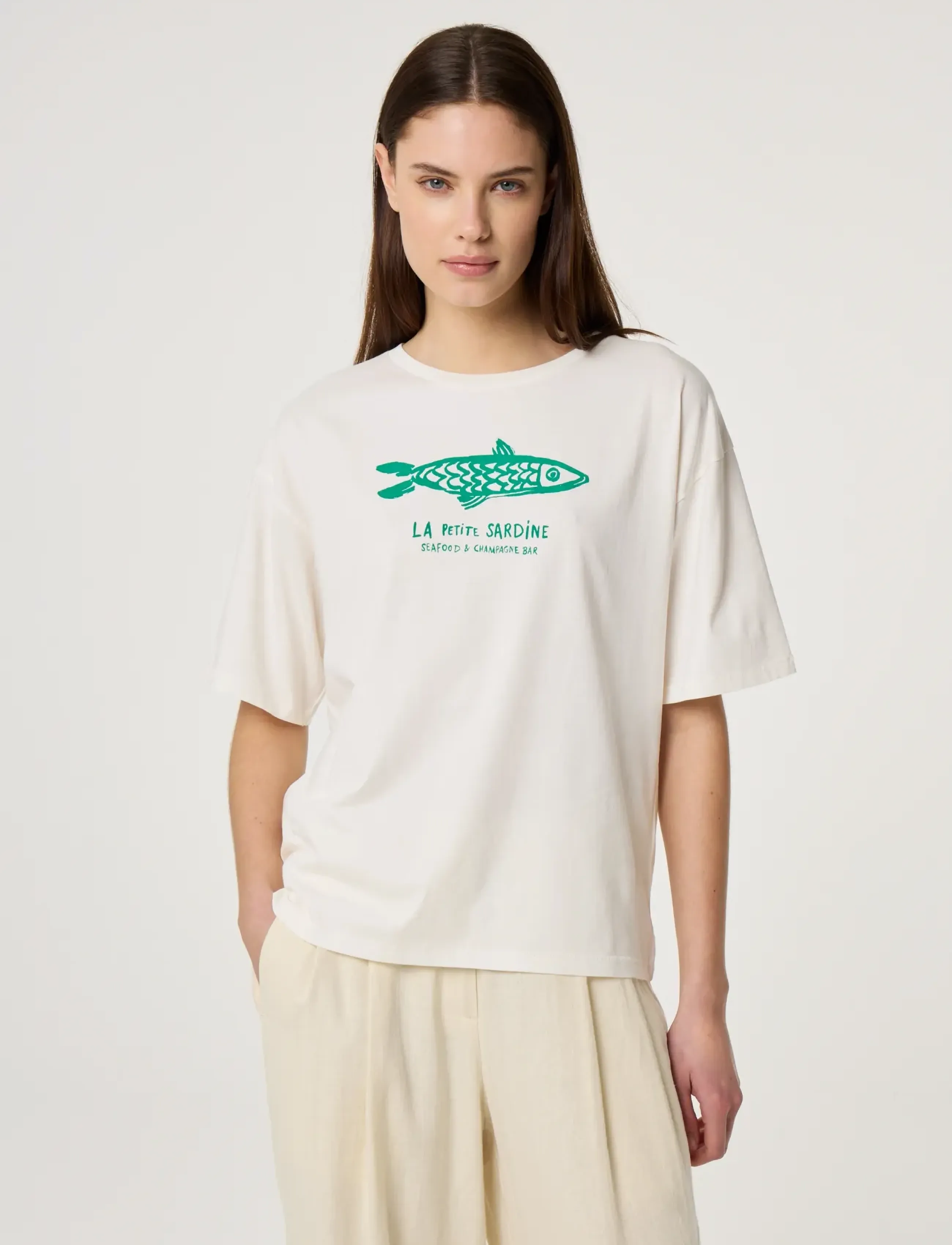 Fabienne Chapot - Fay T-shirt - t-särgid - cosy white/green - 2