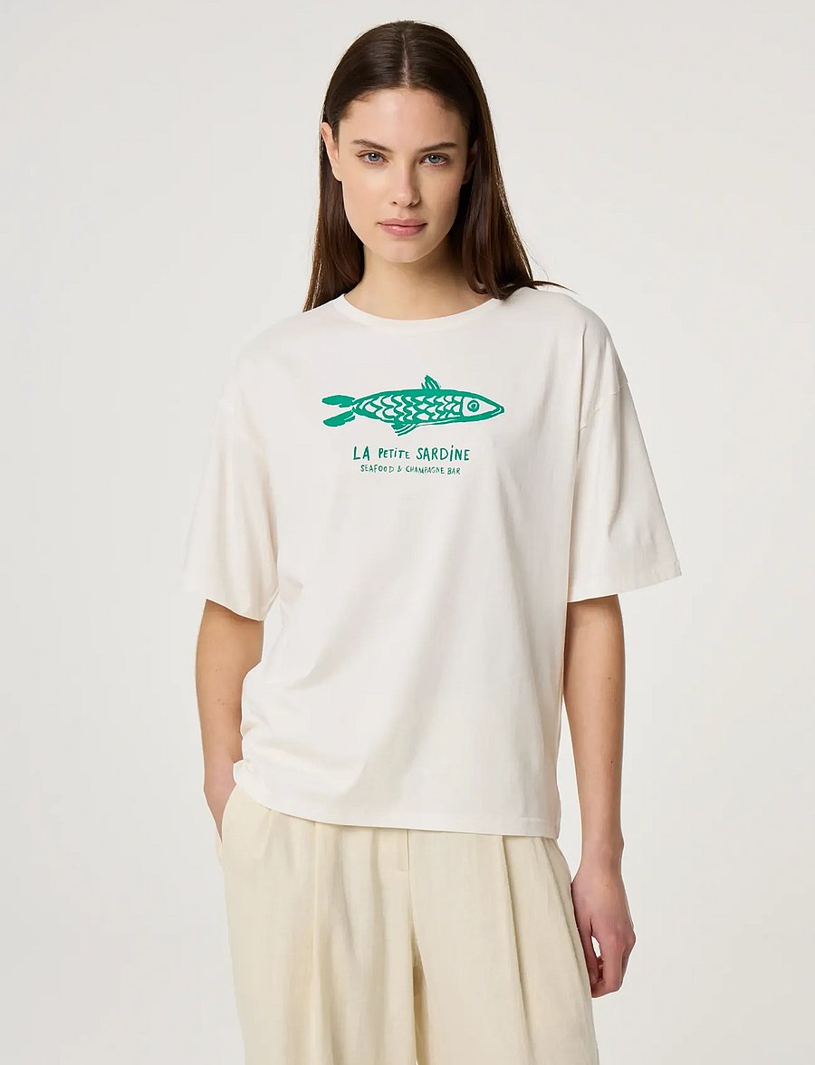 Fabienne Chapot - Fay T-shirt - t-särgid - cosy white/green - 2