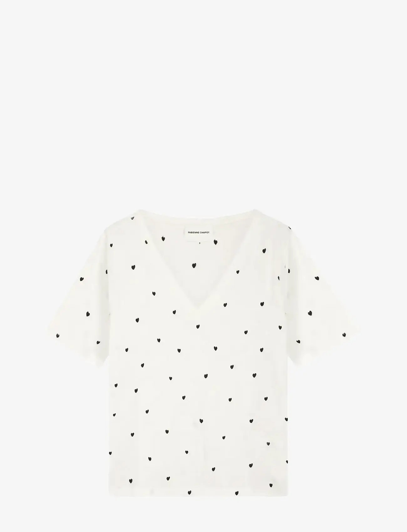 Fabienne Chapot - Phil V-Neck T-shirt - t-särgid - cosy white/black - 0