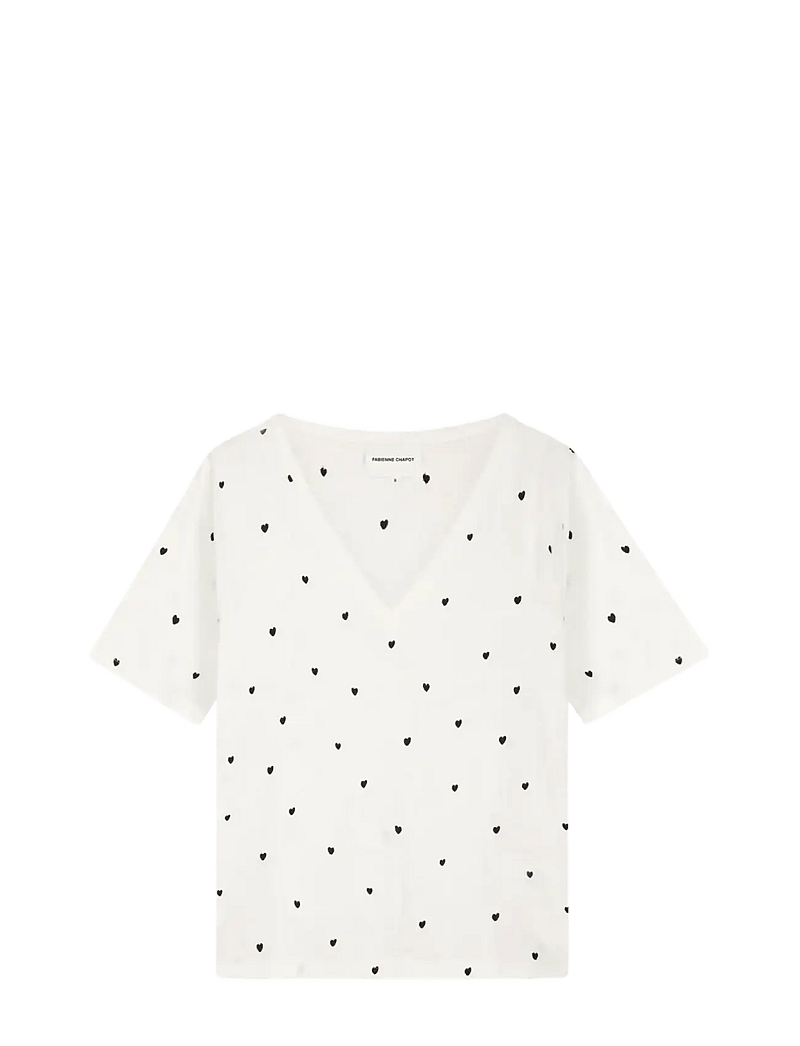 Fabienne Chapot - Phil V-Neck T-shirt - t-särgid - cosy white/black - 0