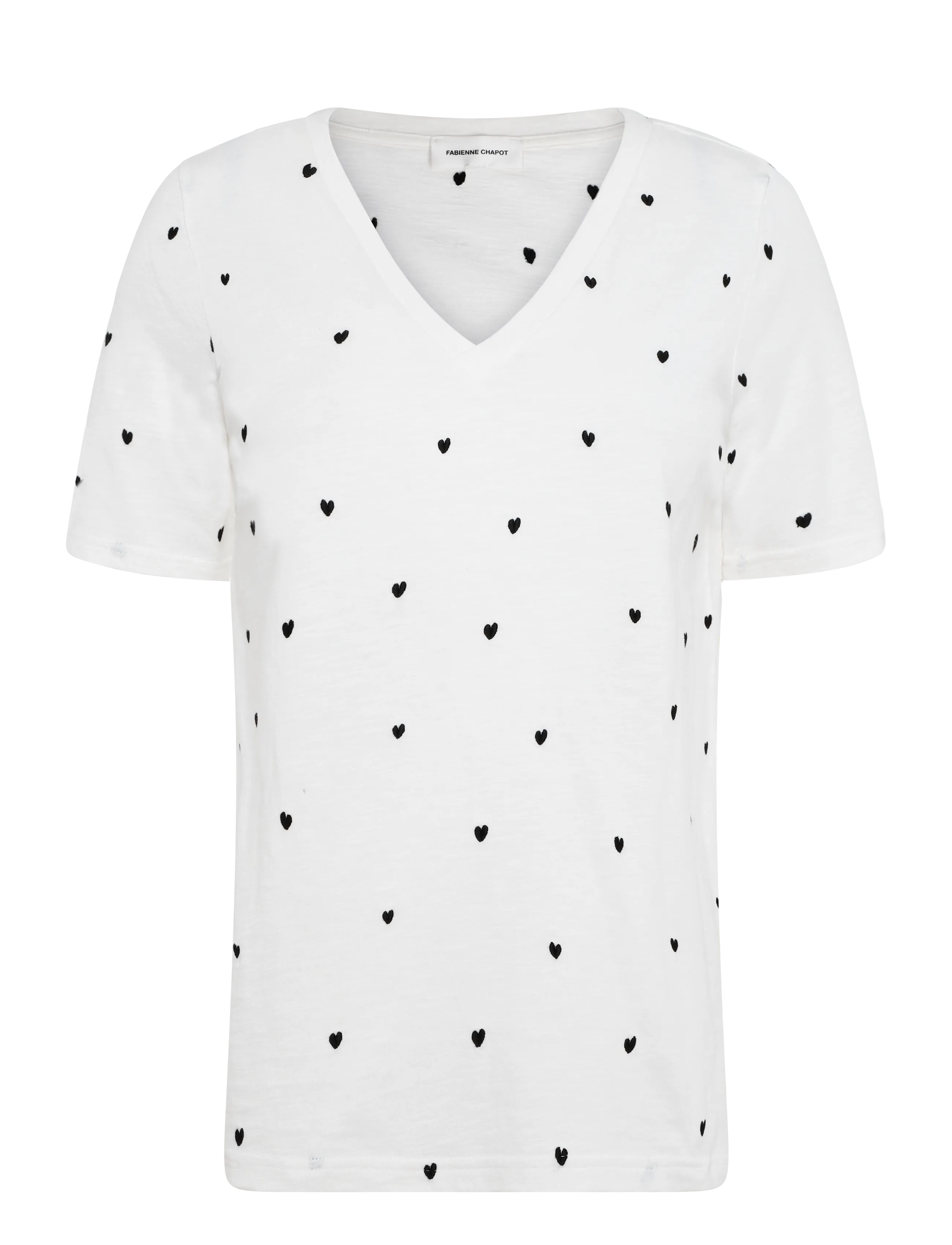 Fabienne Chapot Phil V-Neck T-shirt - T-Shirts & Tops - COSY WHITE/BLACK / white