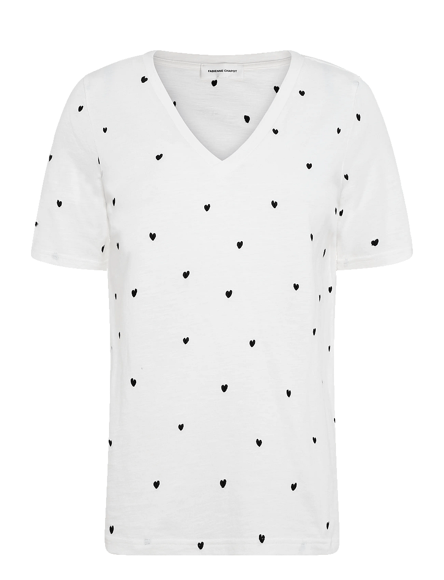 Fabienne Chapot - Phil V-Neck T-shirt - t-shirts - cosy white/black - 1