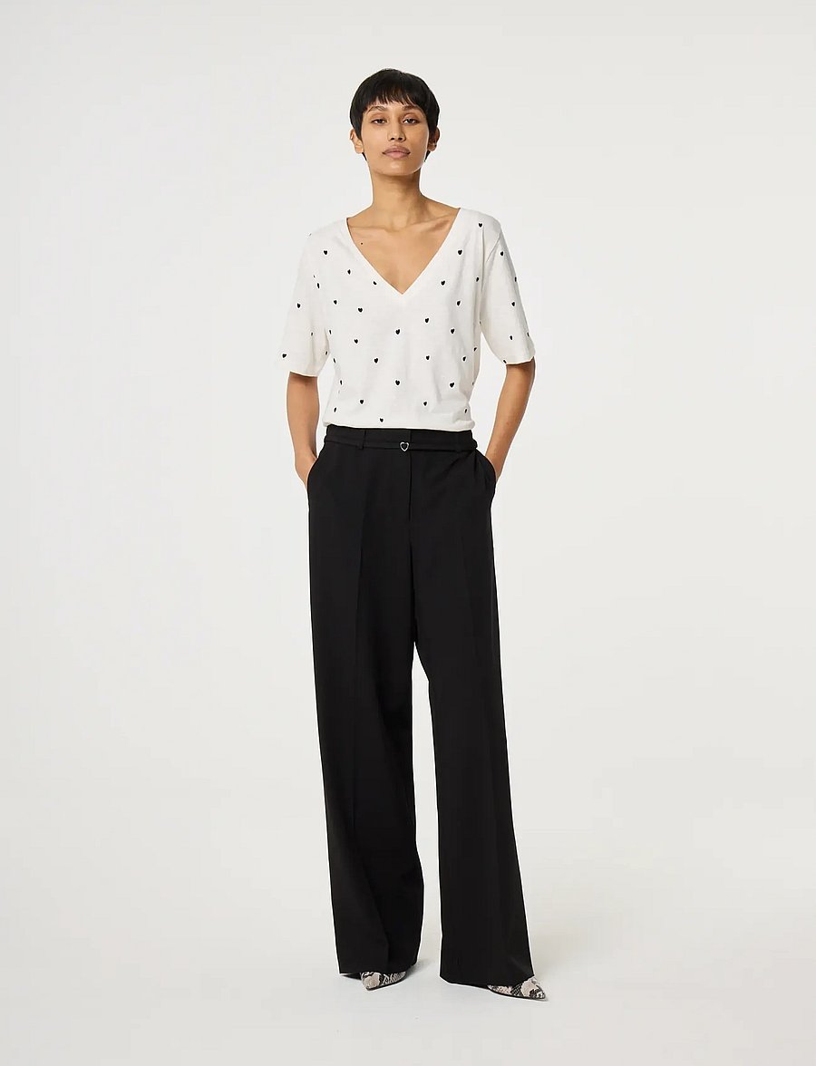 Fabienne Chapot - Phil V-Neck T-shirt - t-shirts - cosy white/black - 0