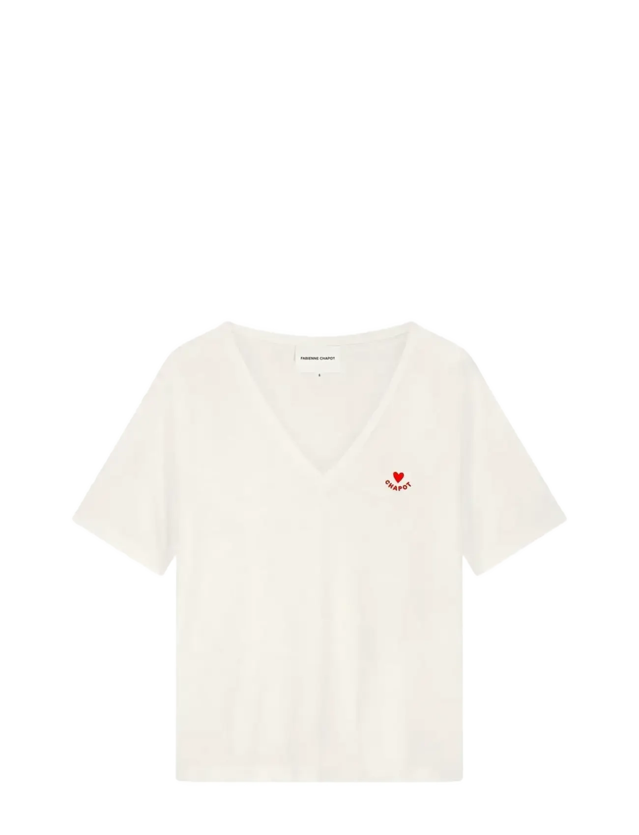 Fabienne Chapot Phil V-Neck T-shirt - Fabienne Chapot - COSY WHITE/RED / white