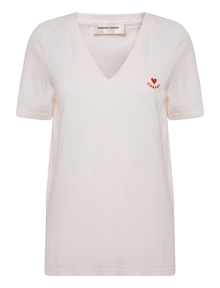 Fabienne Chapot - Phil V-Neck T-shirt - t-shirts - cosy white/red - 0