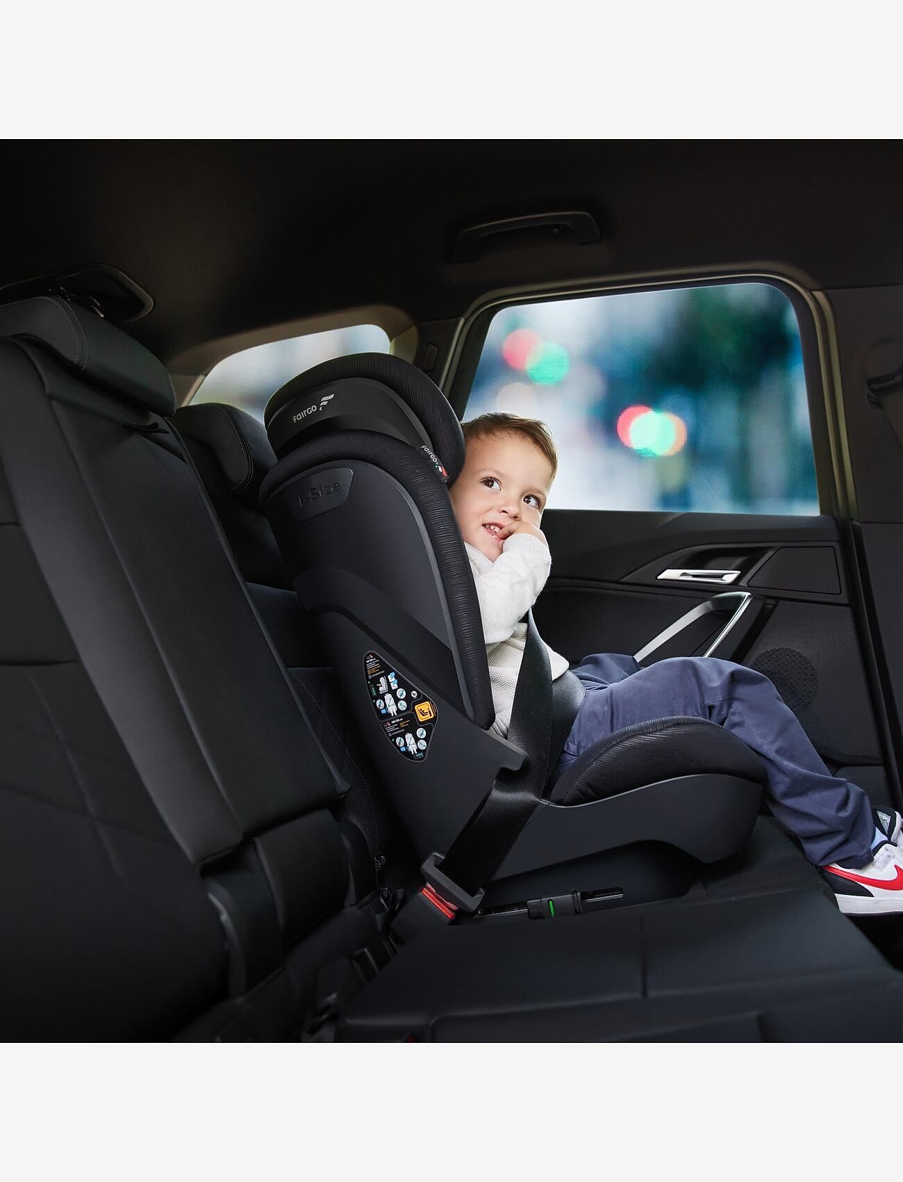 Fairgo - Colosso i-size autostol 100-150 cm - Black Sand - bilbarnstolar - black - 2