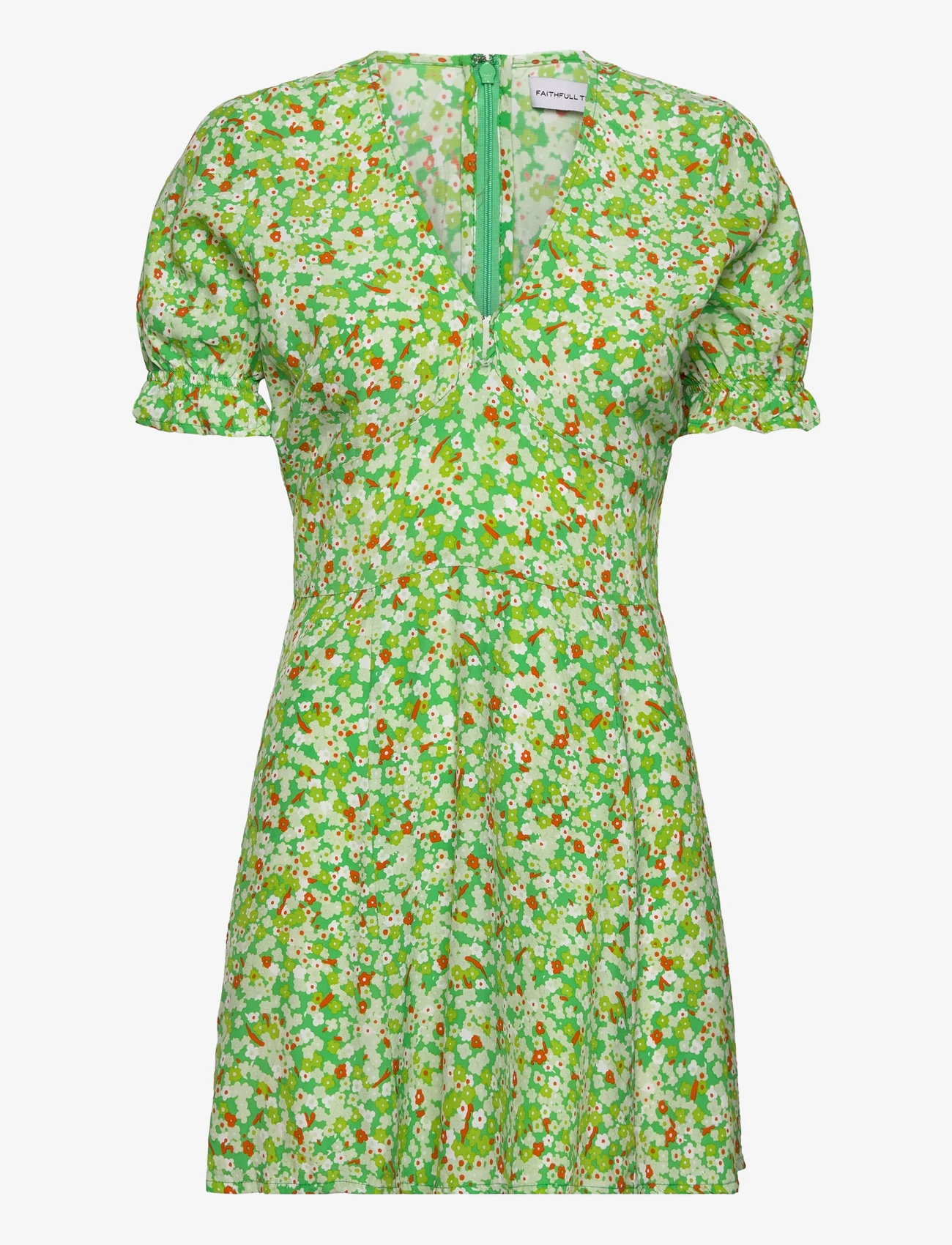 Faithfull The Brand - LA BELLE MINI DRESS - sommarklänningar - lou floral print - green - 0