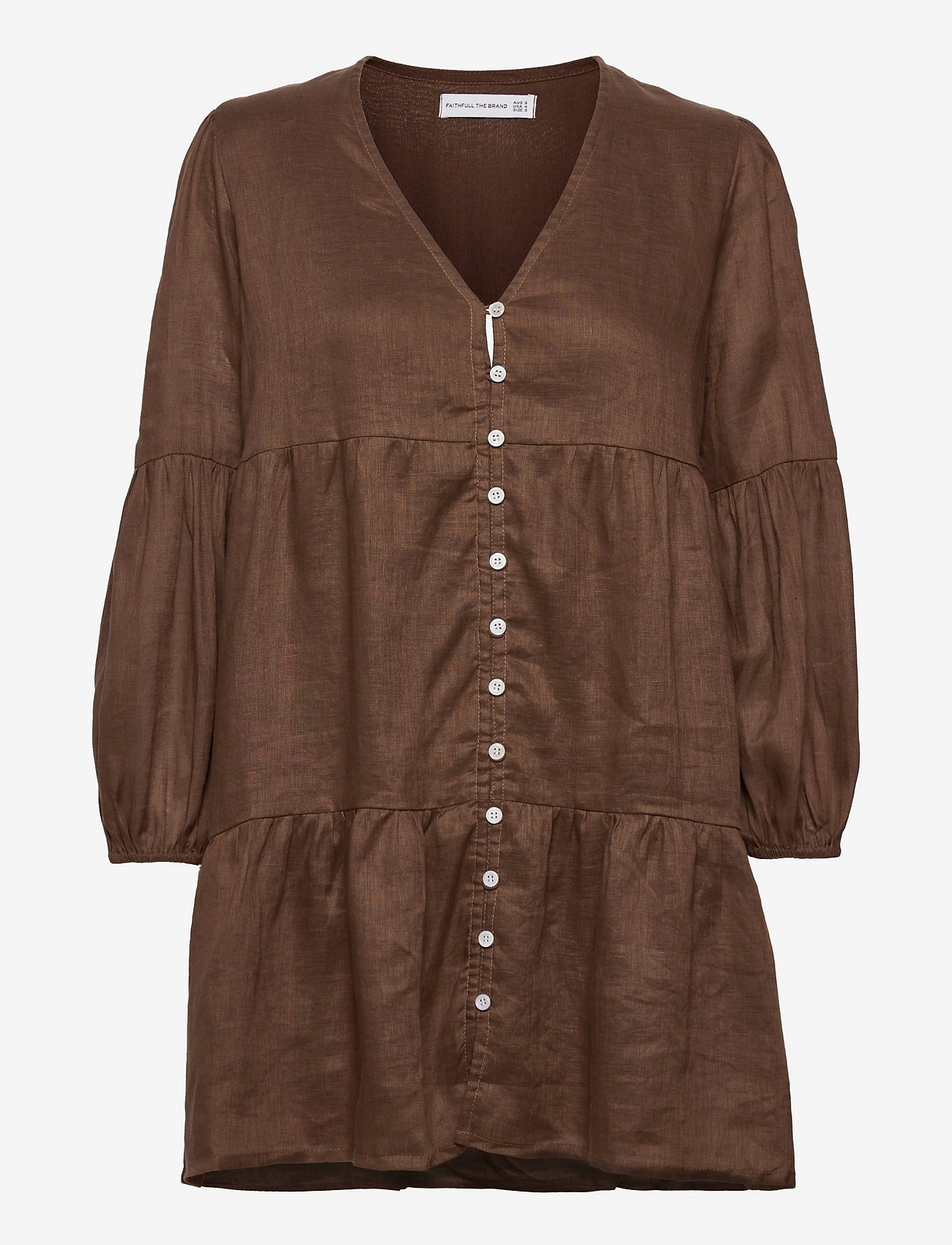 Faithfull The Brand - DIJA MINI DRESS - short dresses - plain chocolate - 0