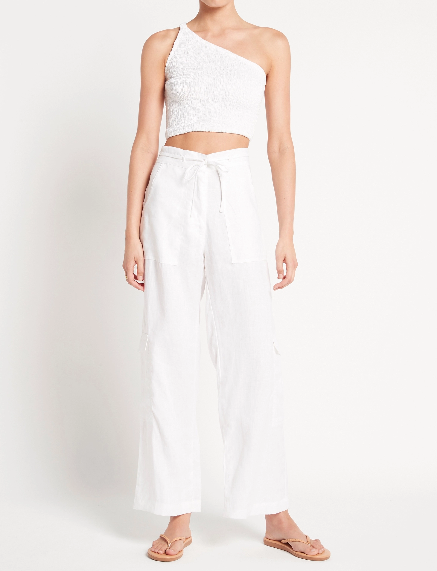 Faithfull The Brand RELAIS PANTS - Linased püksid - WHITE / white