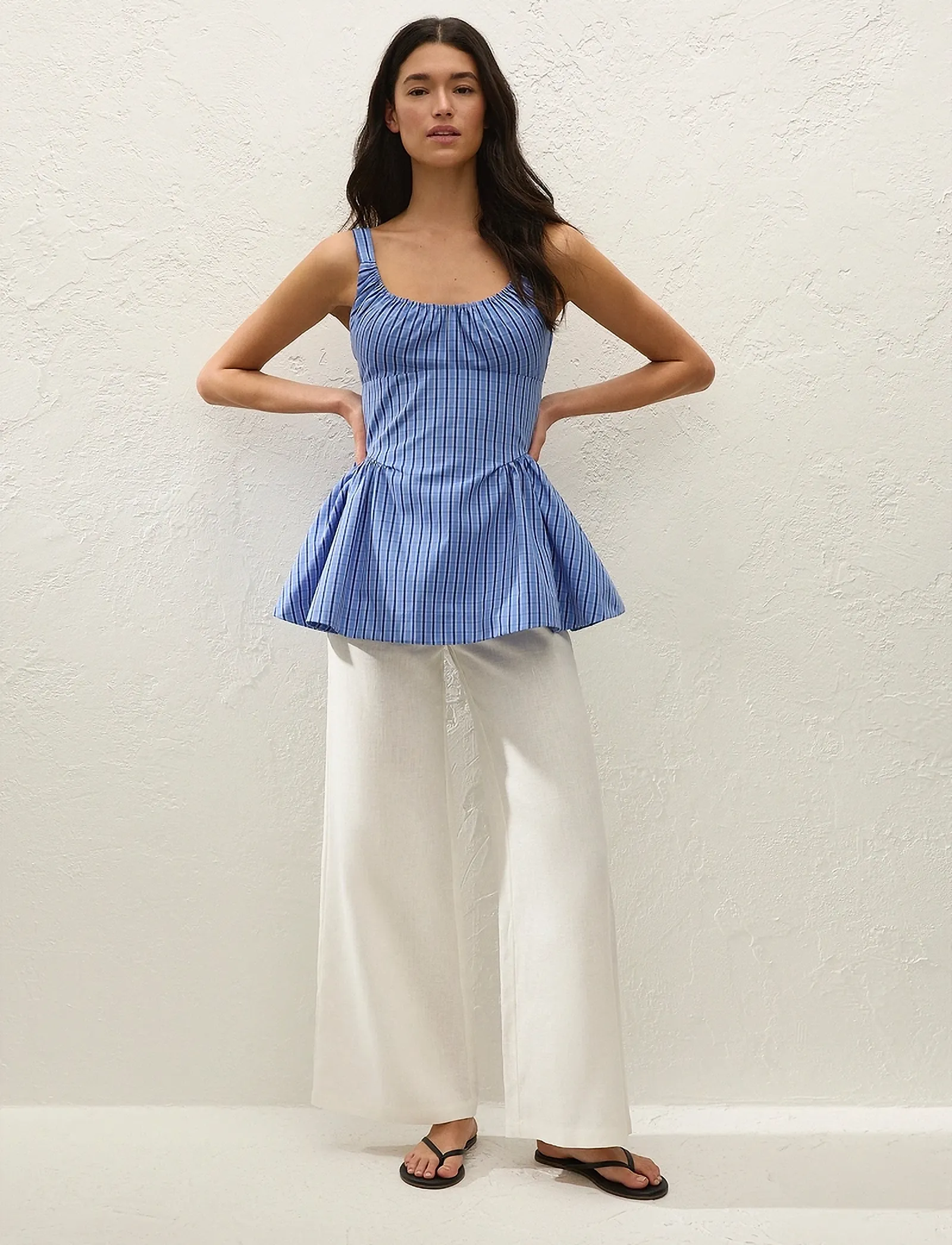 Faithfull The Brand Marcella Top, S, Blue, Bluser > Uden Ærmer, Dame