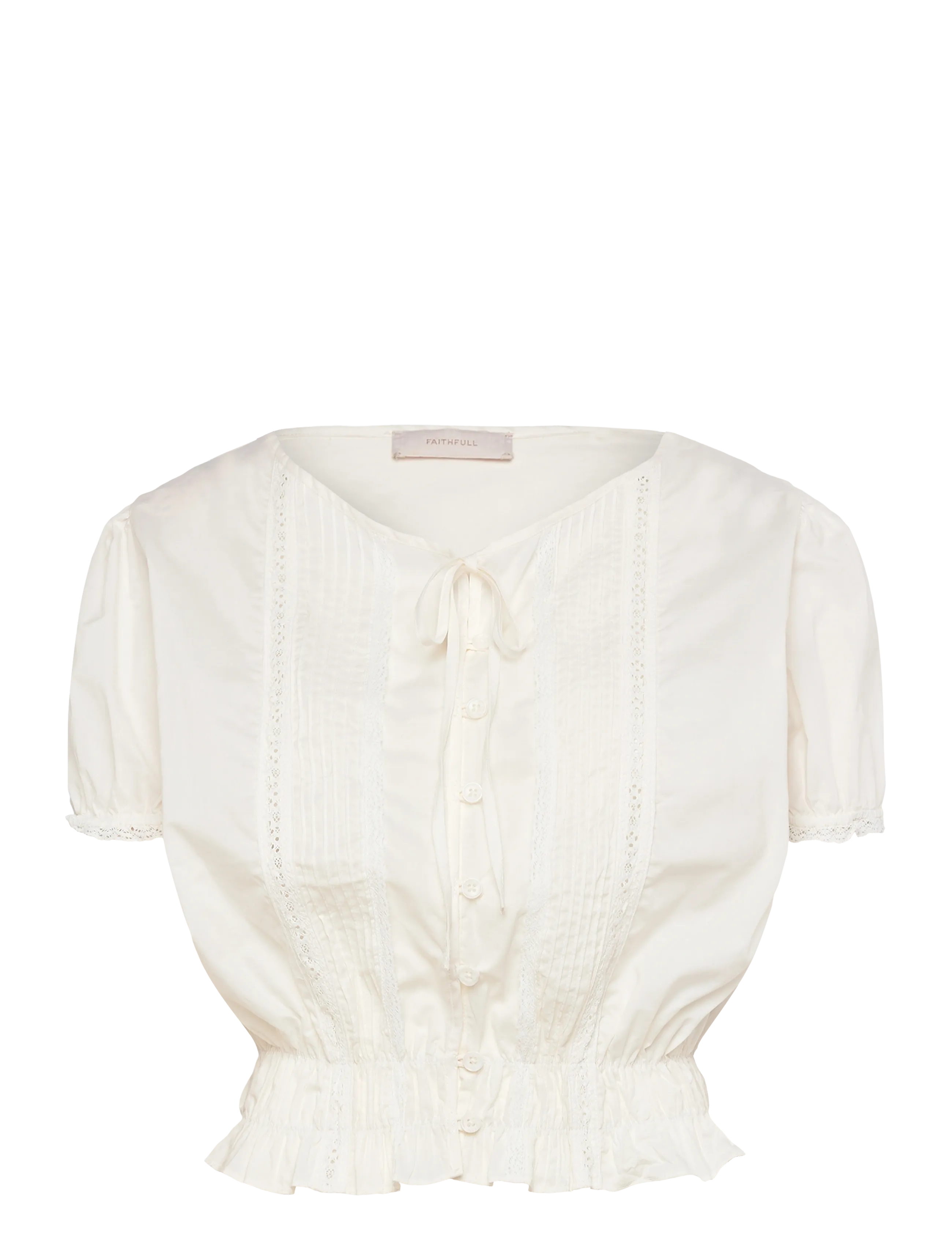 Faithfull The Brand Fiora Blouse, XL, White, Bluser > Kortærmede, Dame
