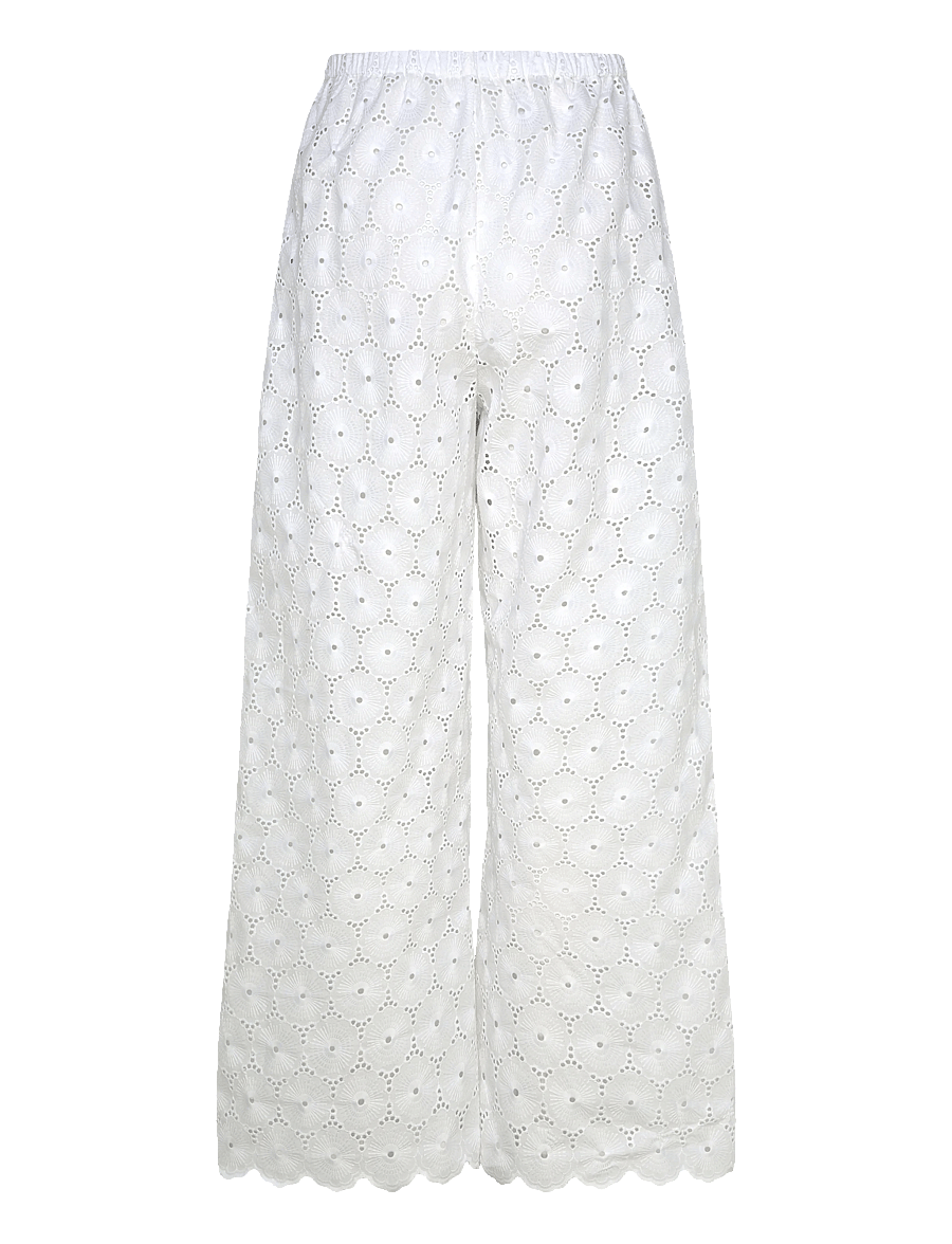 Faithfull The Brand - PAMINA PANT - hosen mit weitem bein - dolce broderie white - 1