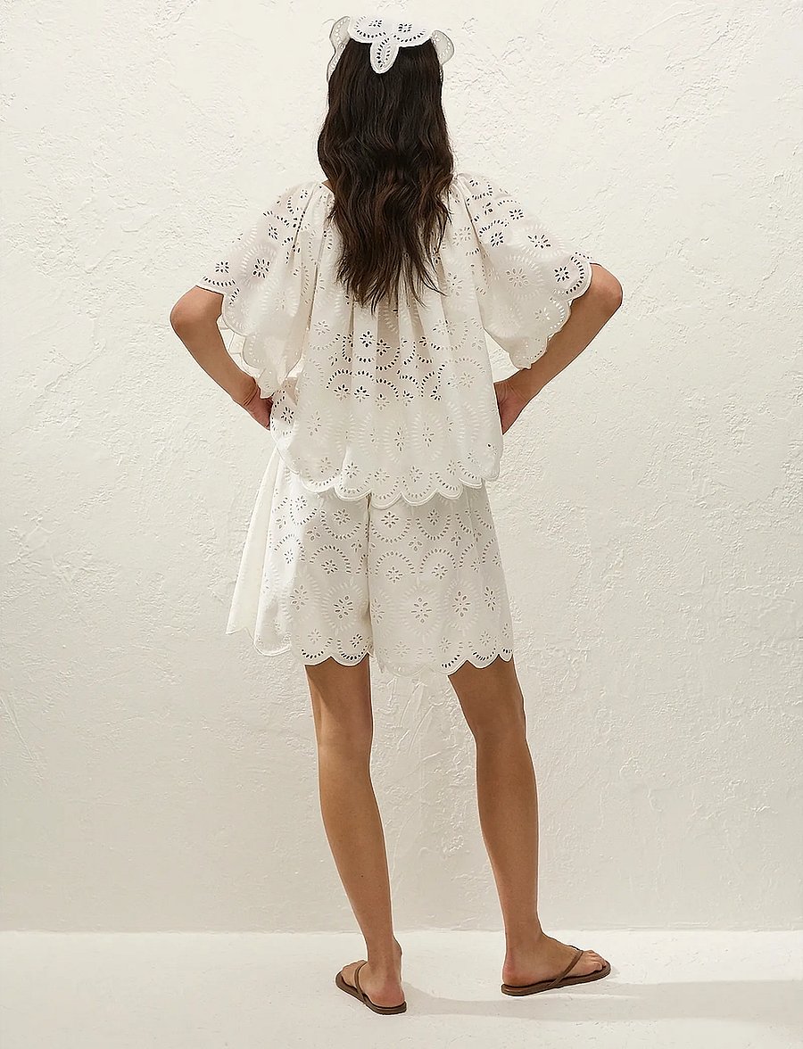 Faithfull The Brand - FONDACO TOP - kurzämlige blusen - bianca broderie white - 4
